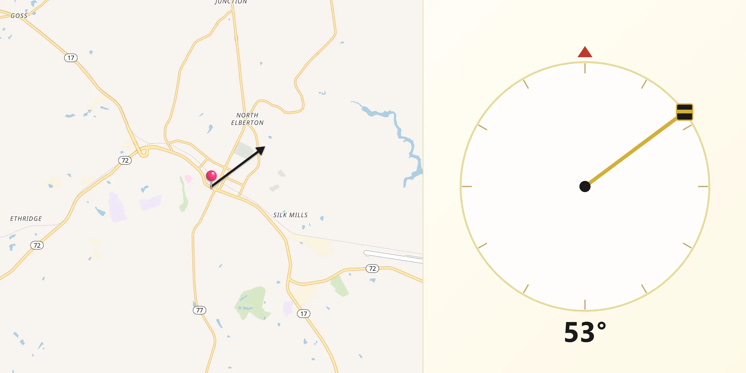 Qibla Direction from Elberton