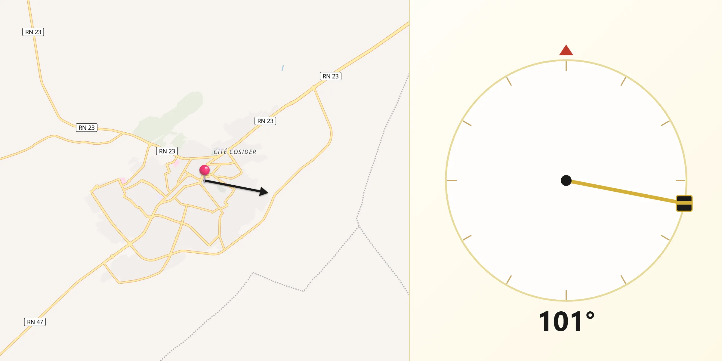 Direction vers la Qibla depuis Aflou