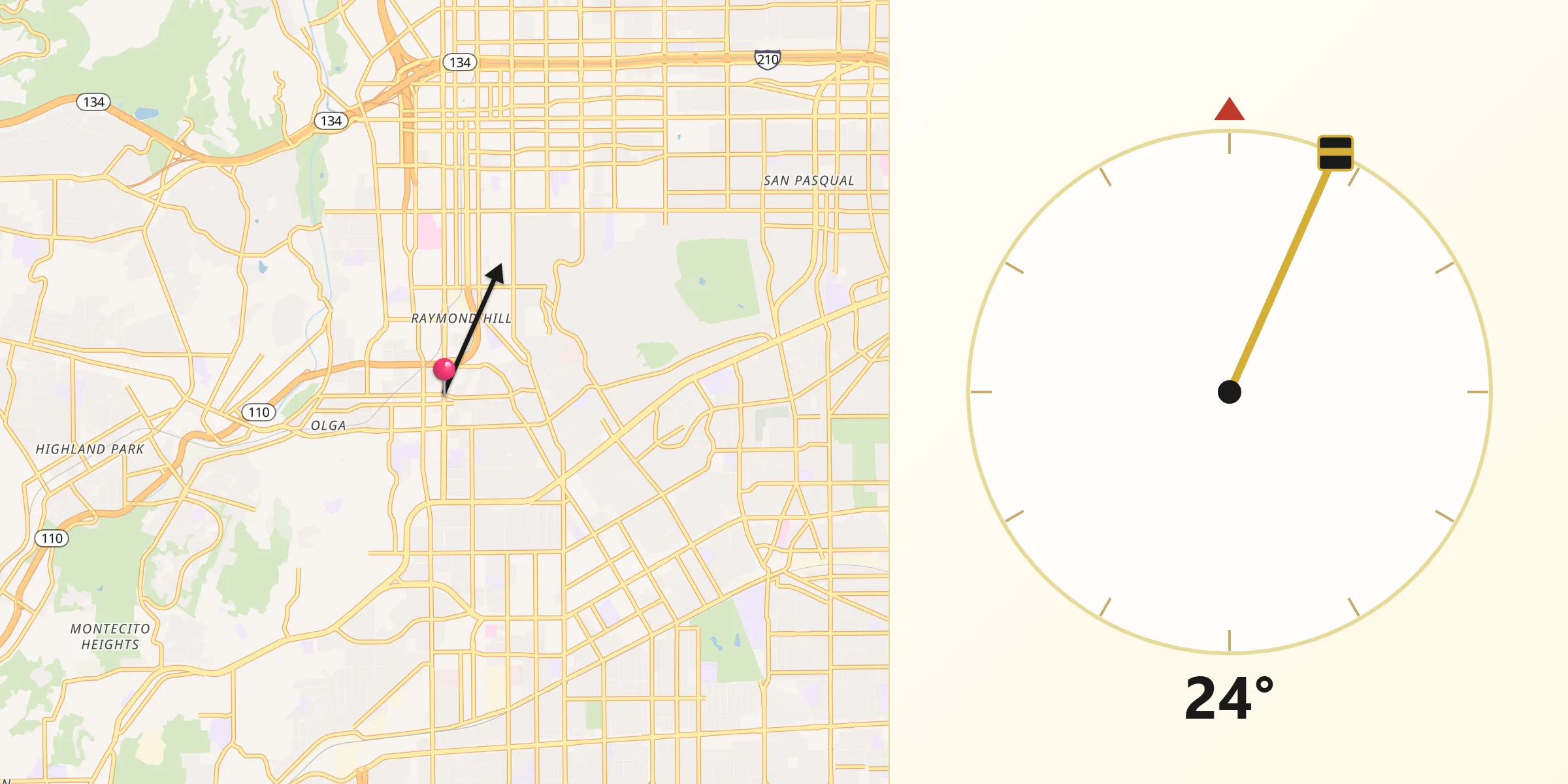 Qibla Direction from South Pasadena