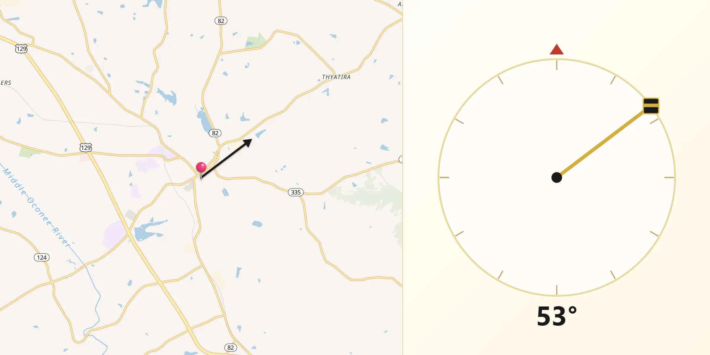 Qibla Direction from Jefferson