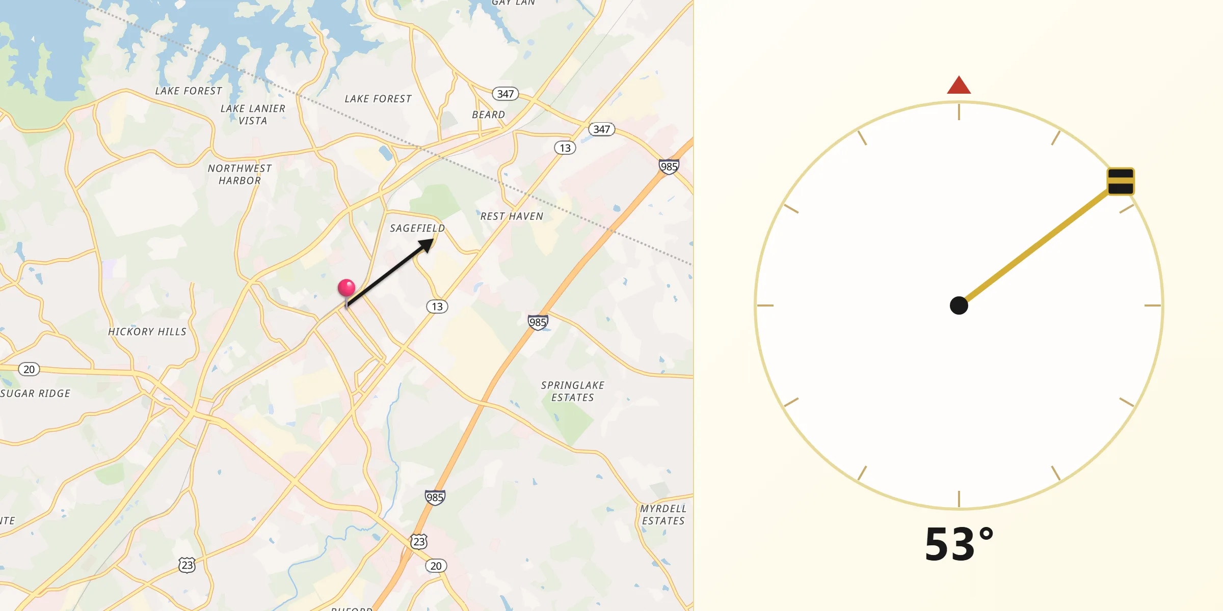 Qibla Direction from Buford