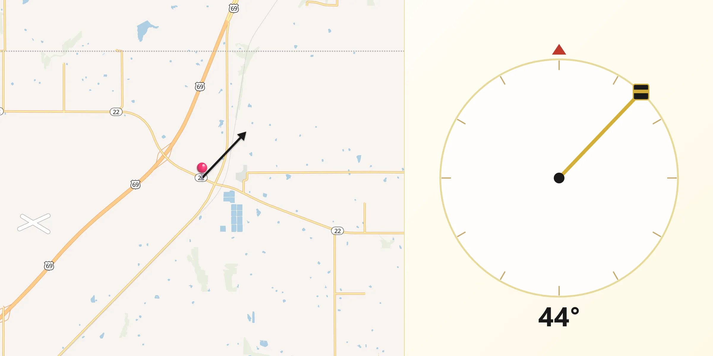 Qibla Direction from Caddo