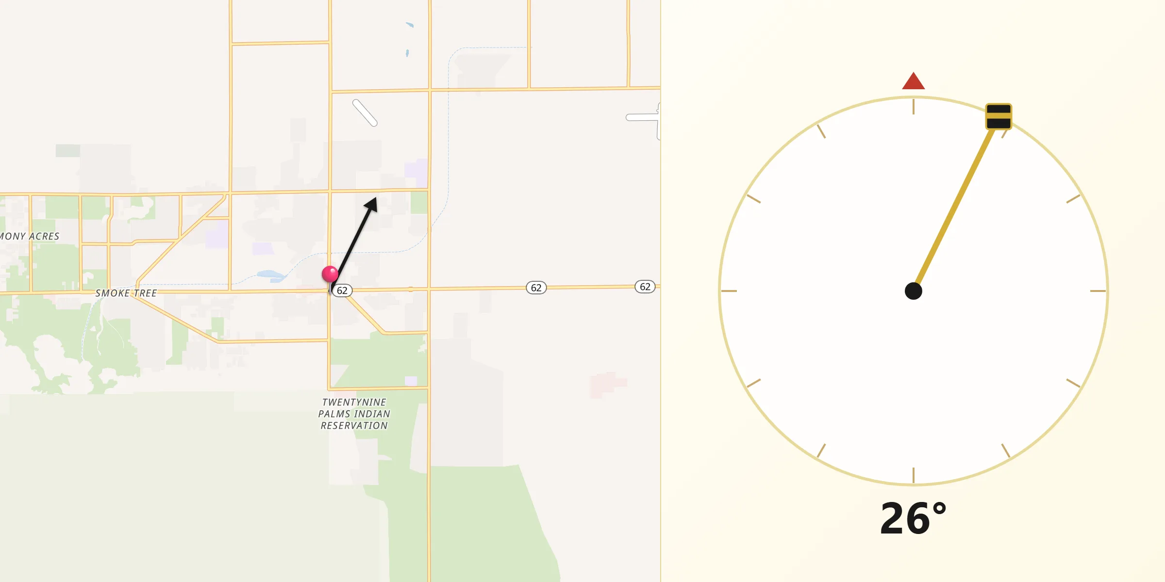 Qibla Direction from Twentynine Palms