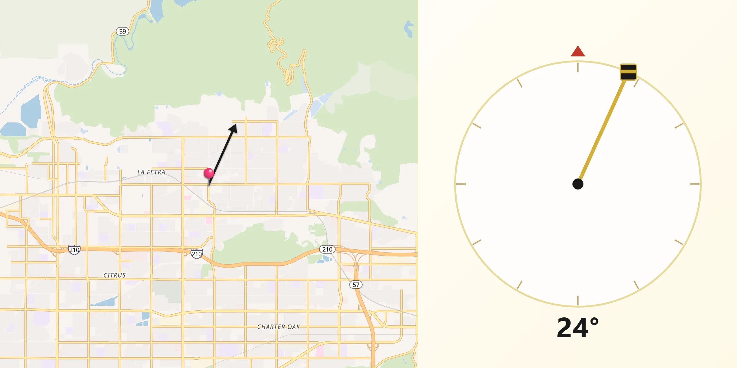 Qibla Direction from Glendora