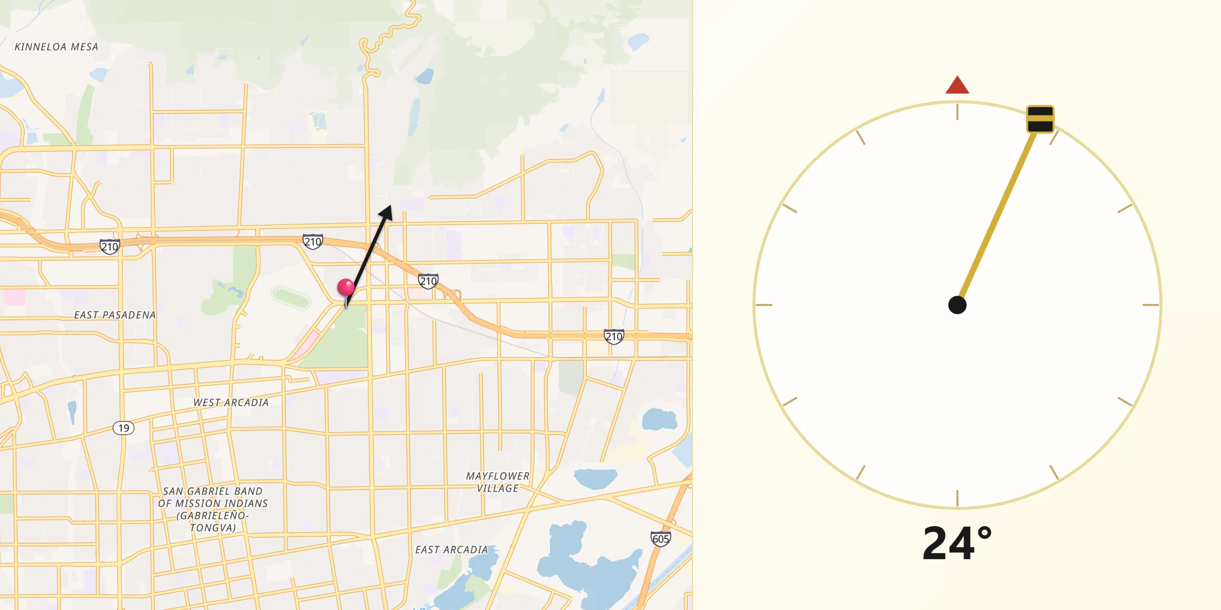 Qibla Direction from Arcadia