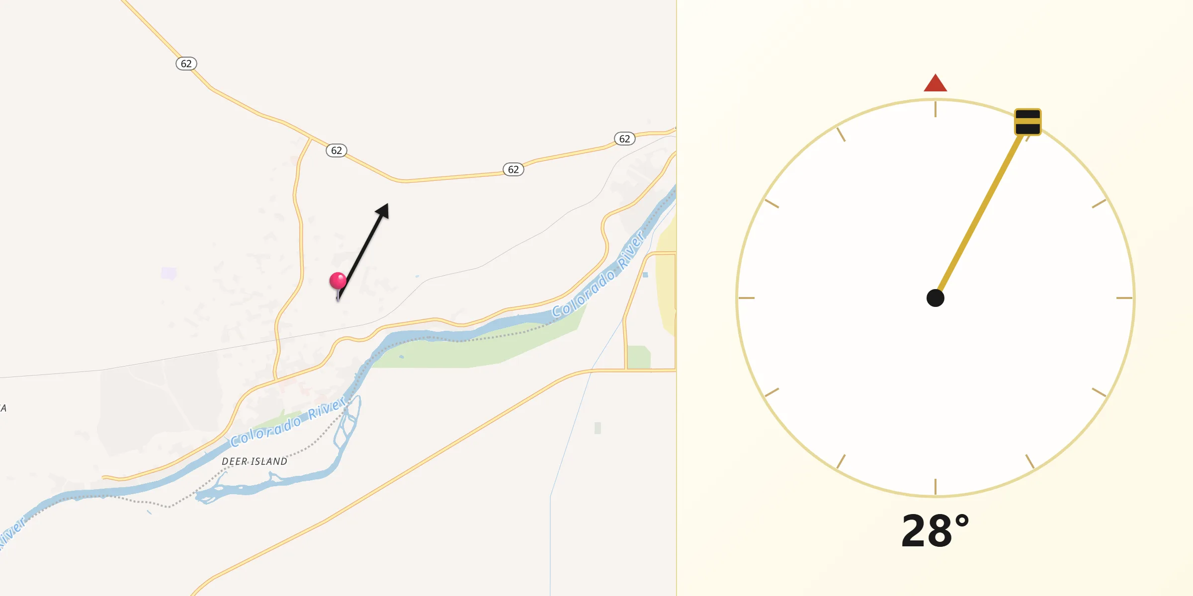 Qibla Direction from Big River