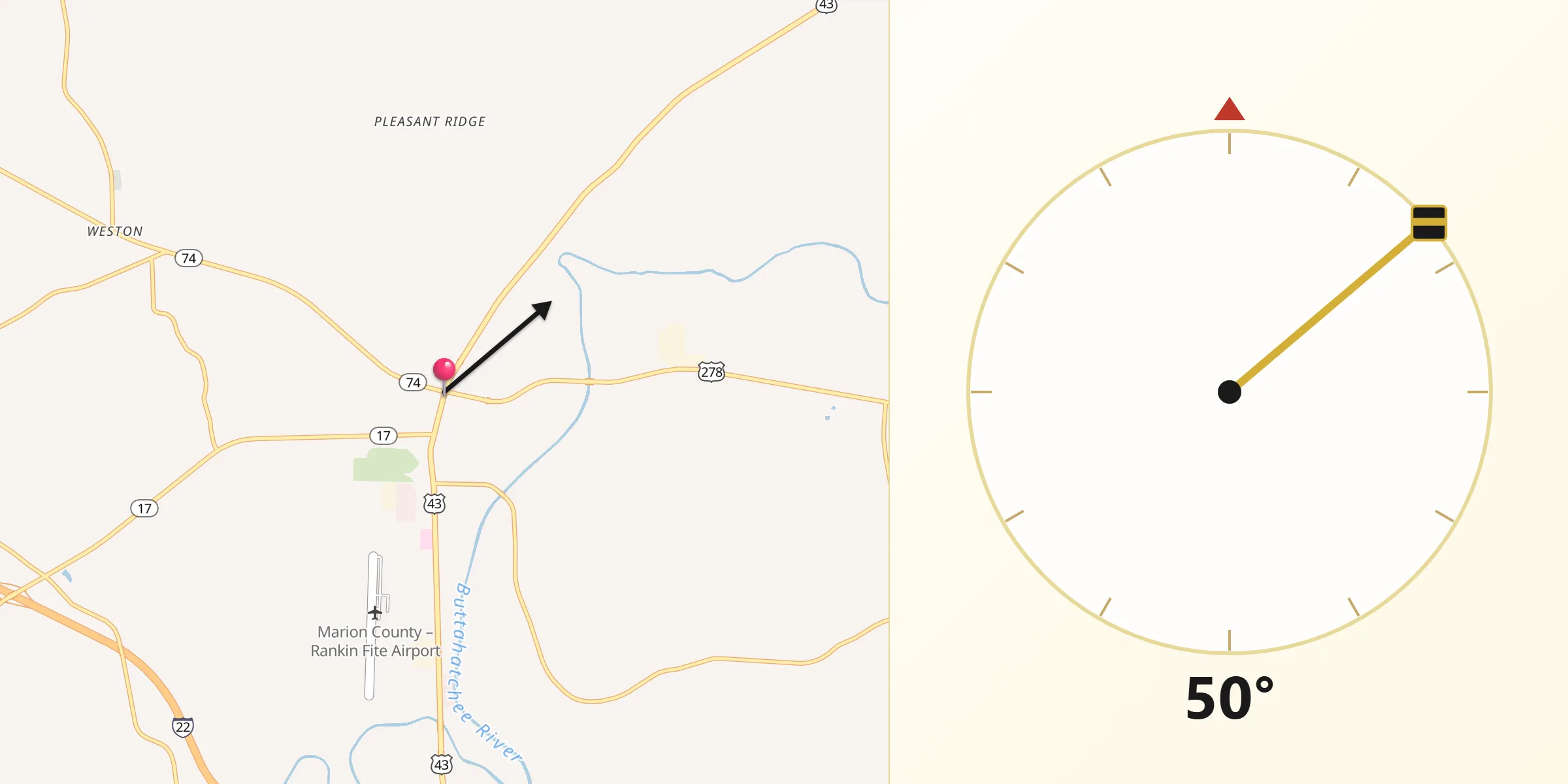 Qibla Direction from Hamilton