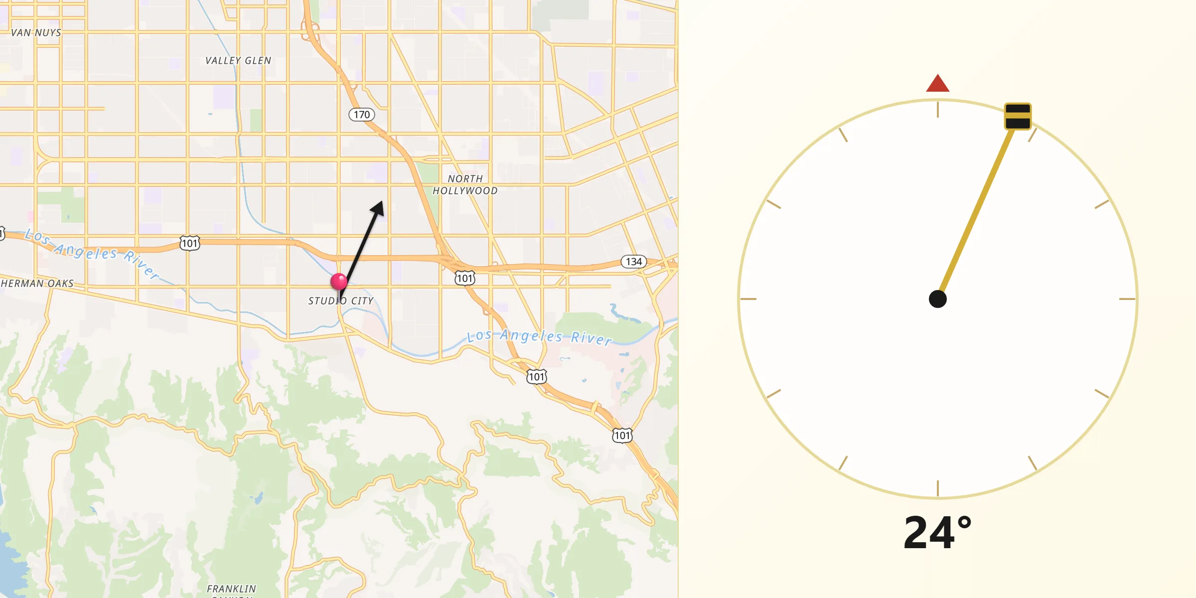 Qibla Direction from Studio City