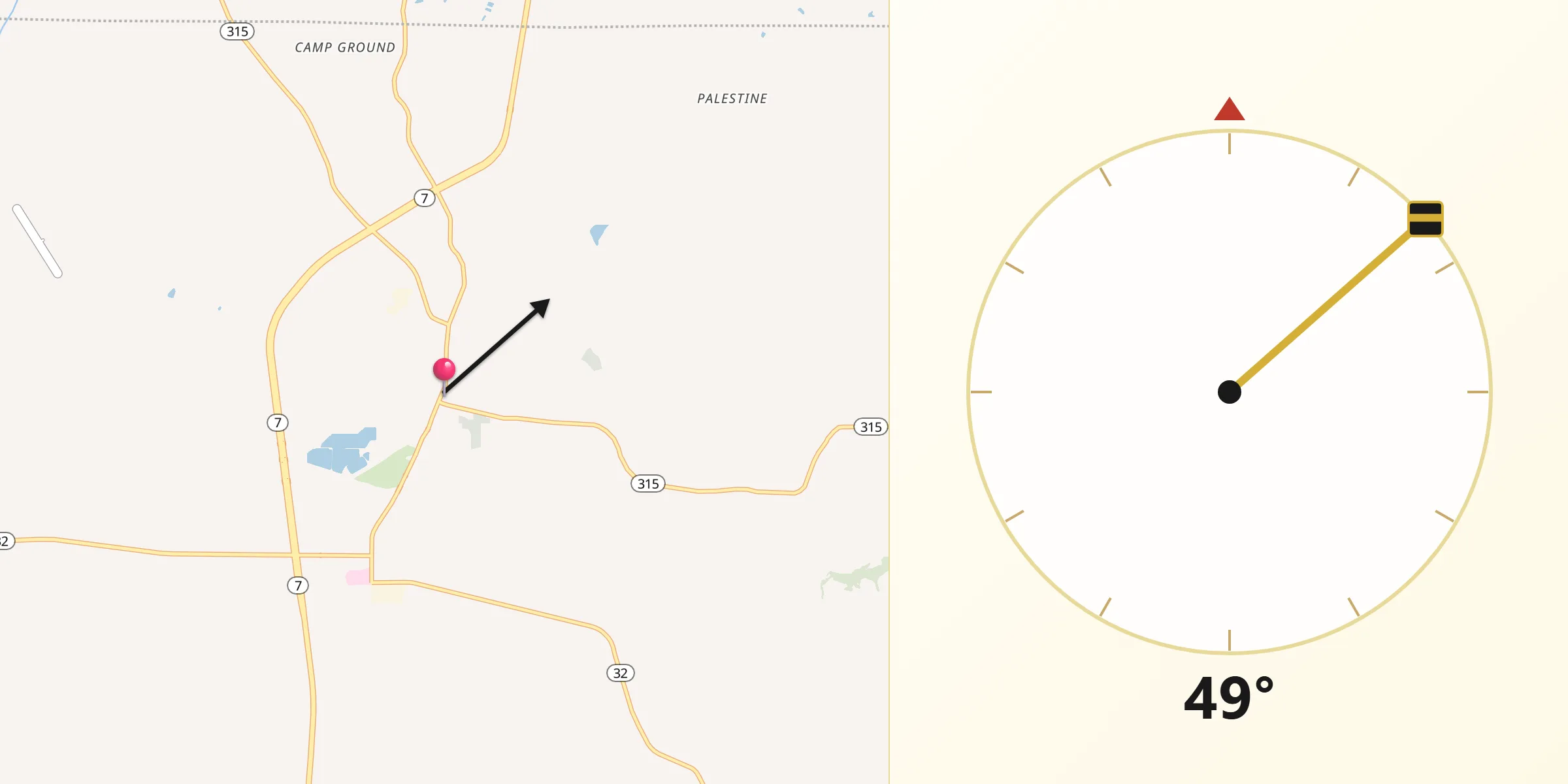 Qibla Direction from Water Valley