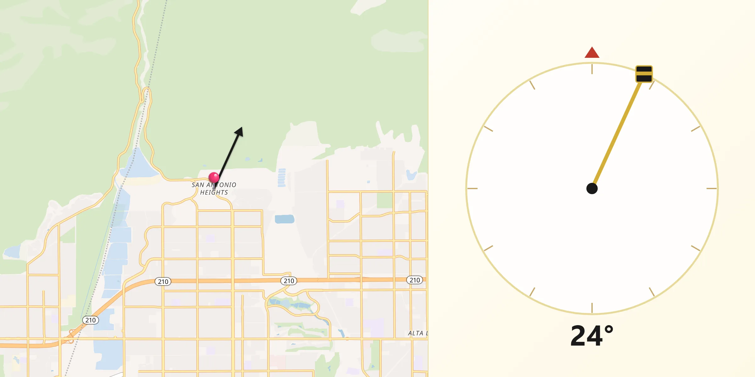 Qibla Direction from San Antonio Heights