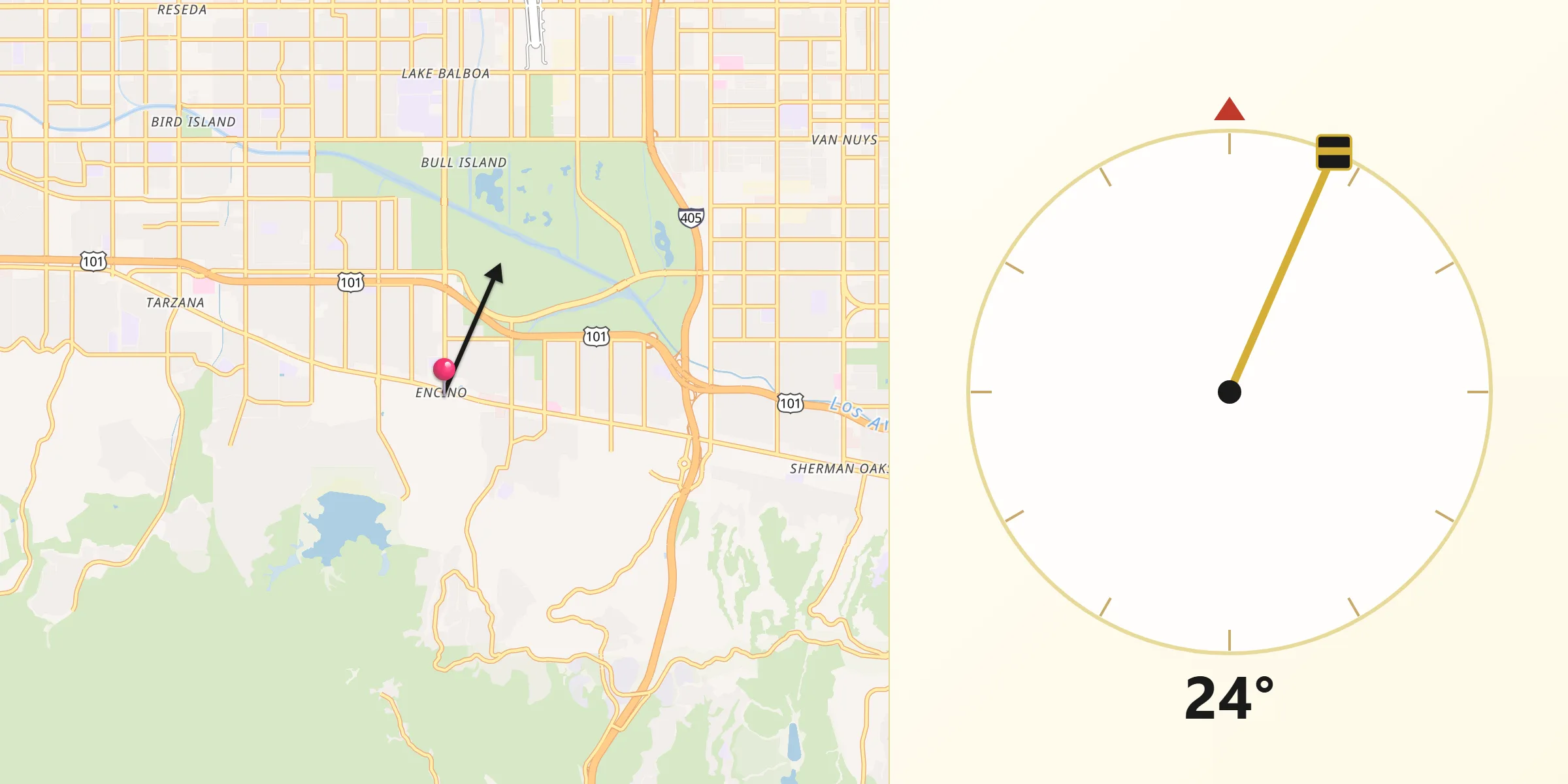 Qibla Direction from Encino
