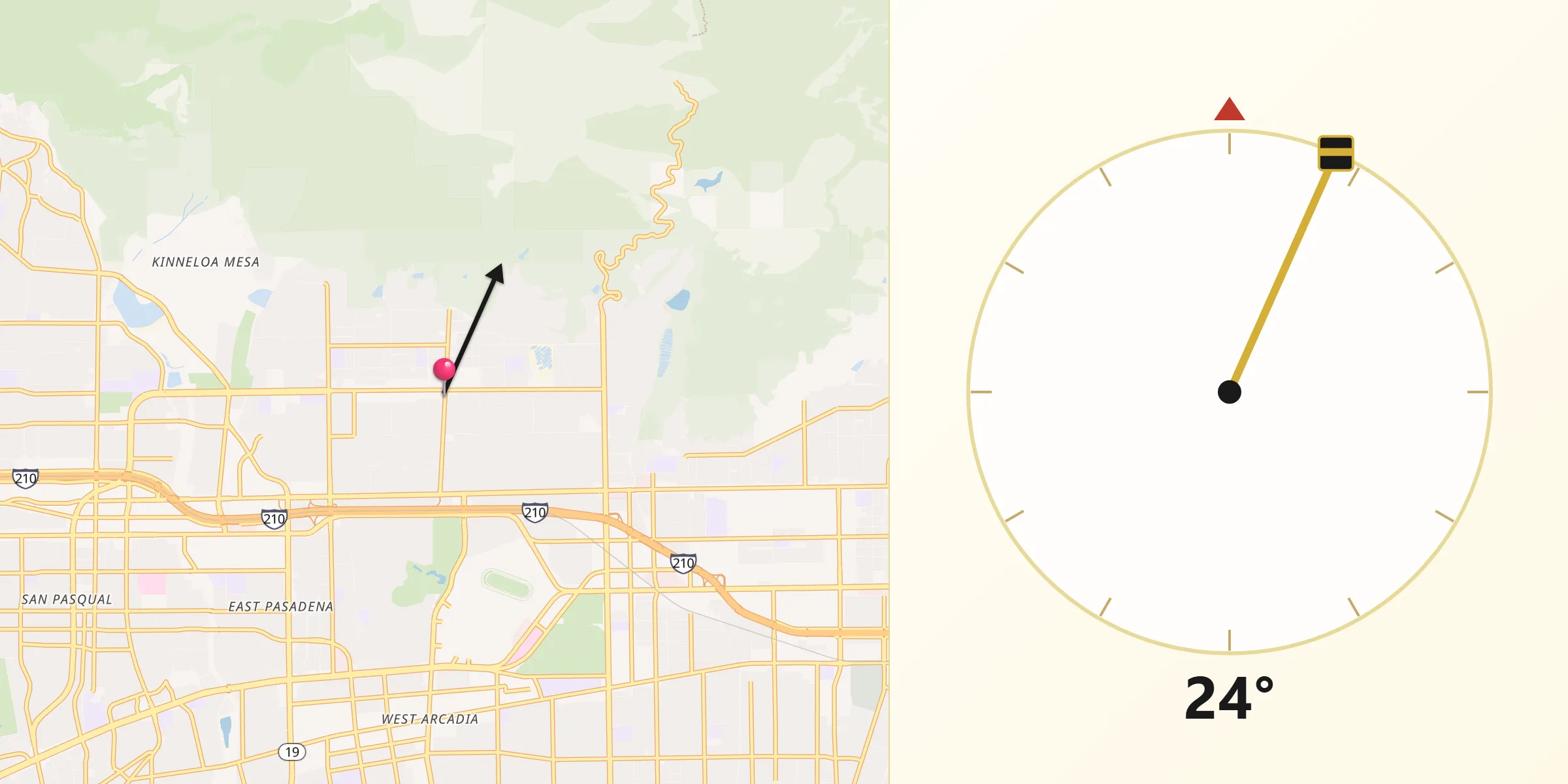 Qibla Direction from Sierra Madre
