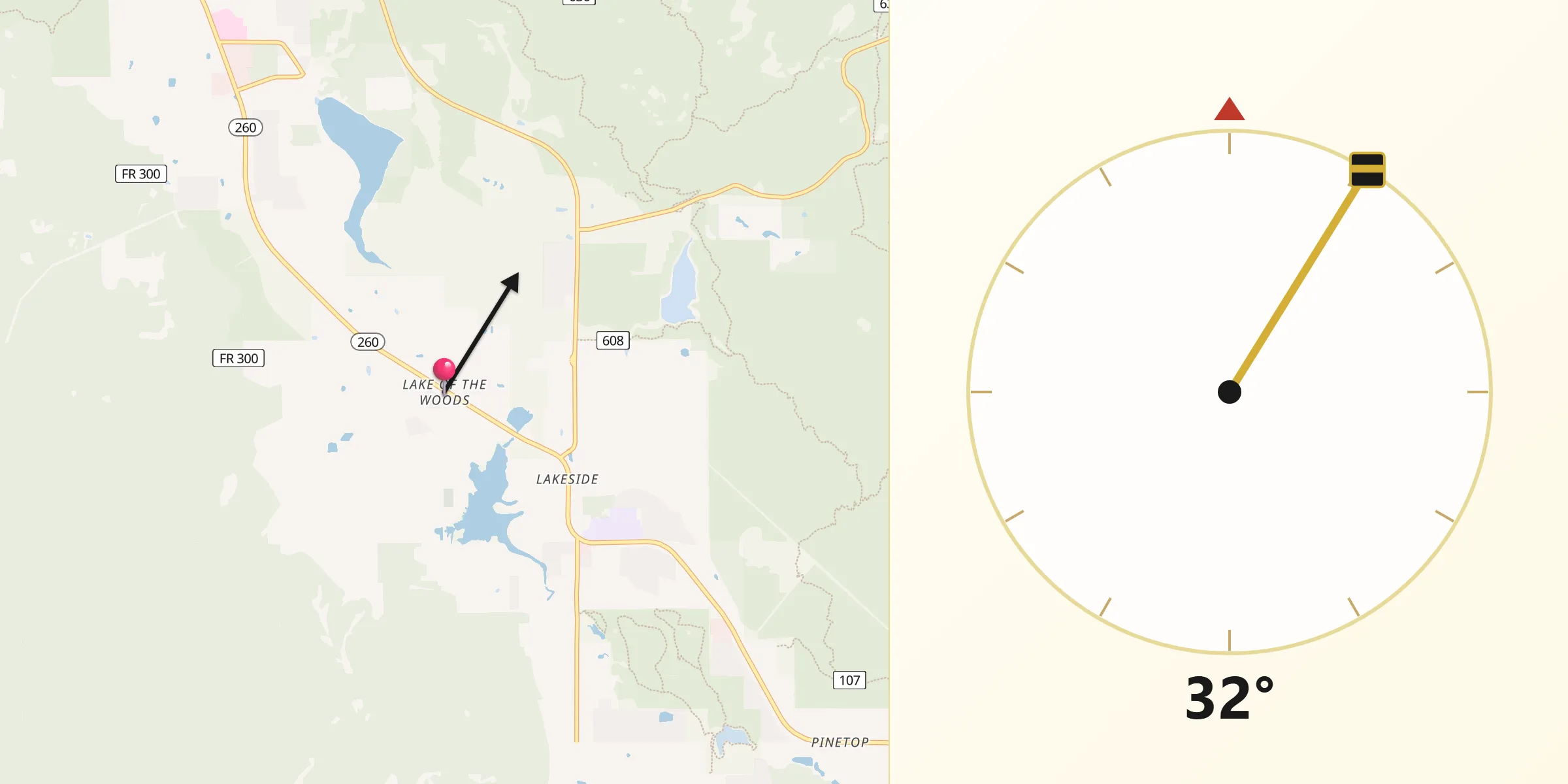 Qibla Direction from Lake of the Woods
