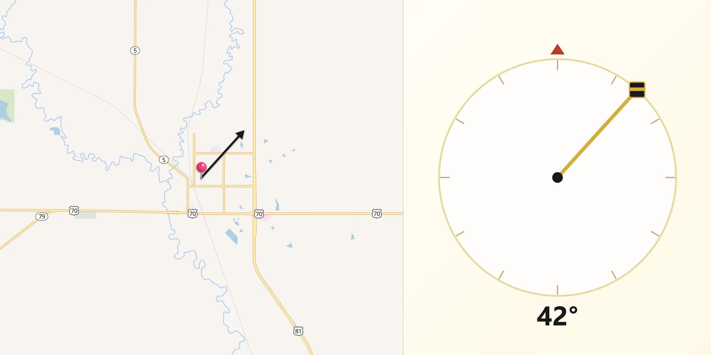 Qibla Direction from Waurika