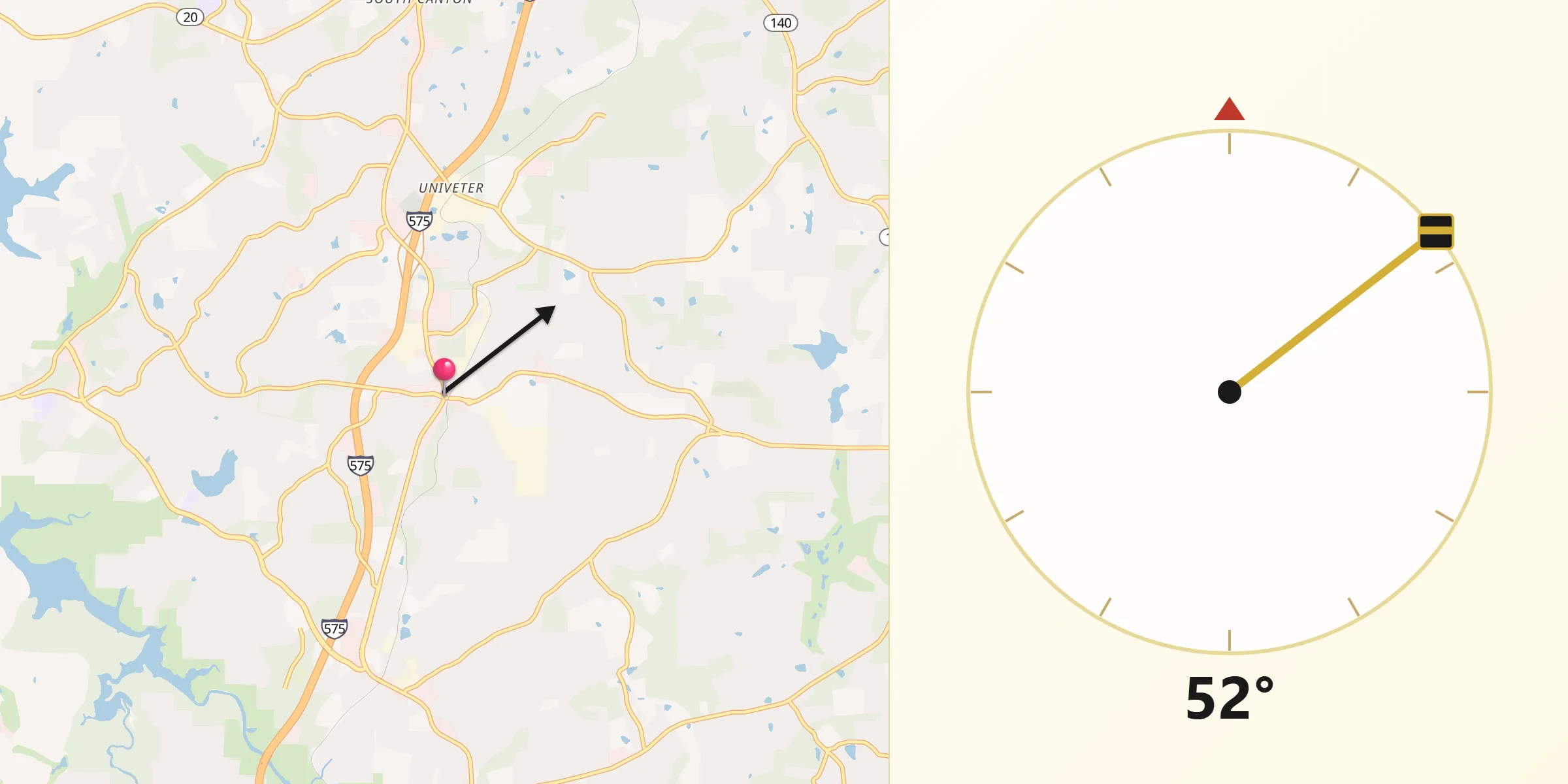 Qibla Direction from Holly Springs