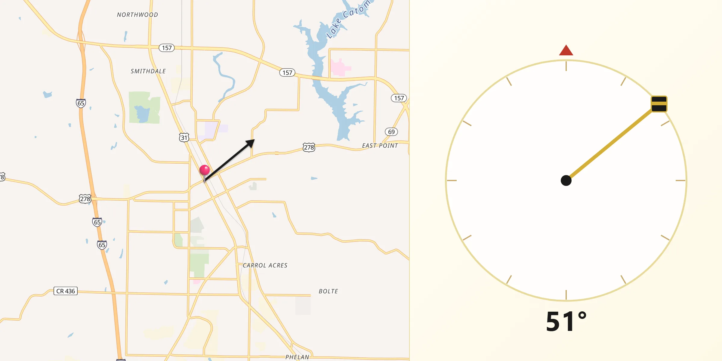 Qibla Direction from Cullman