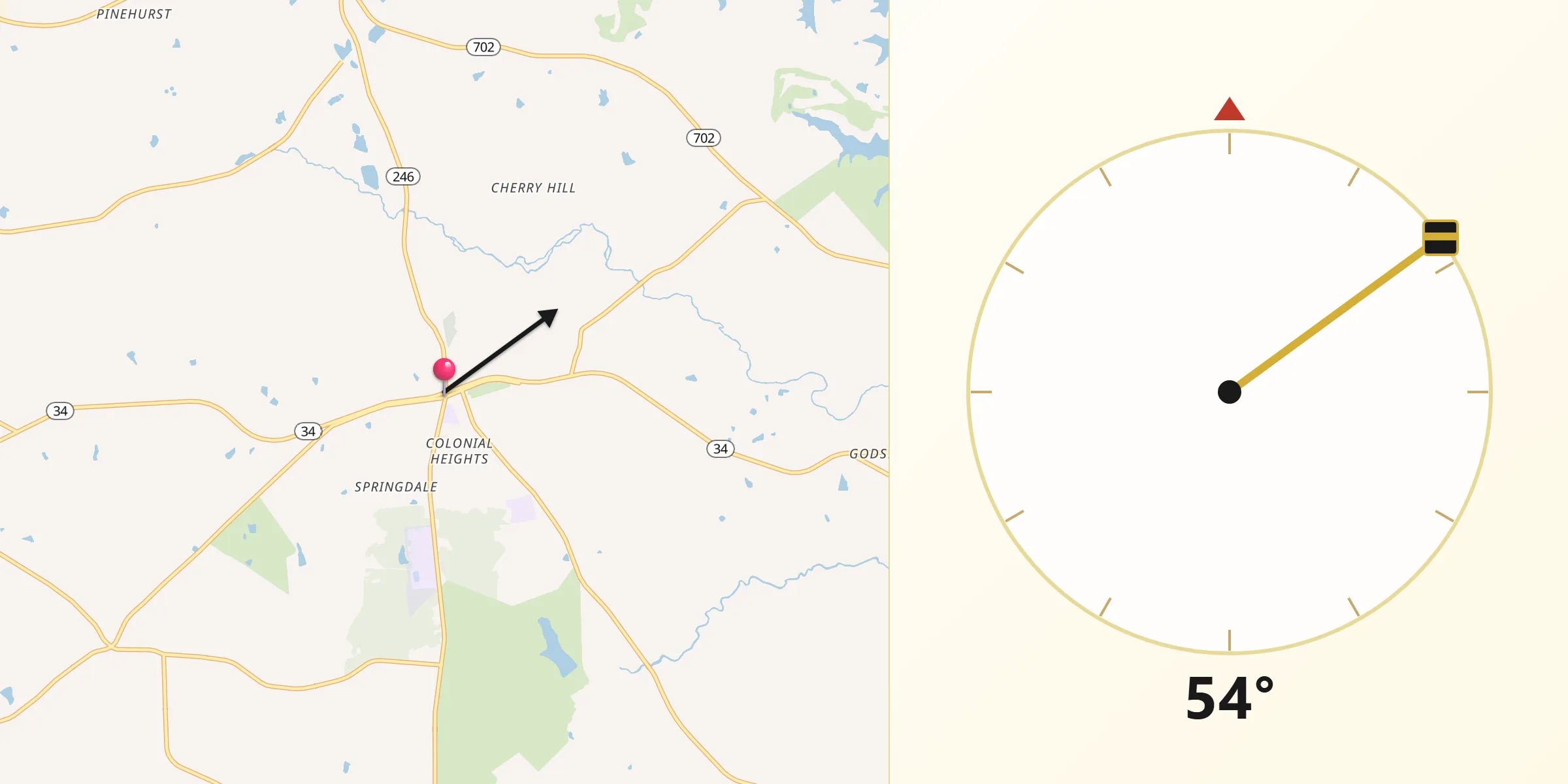 Qibla Direction from Ninety Six