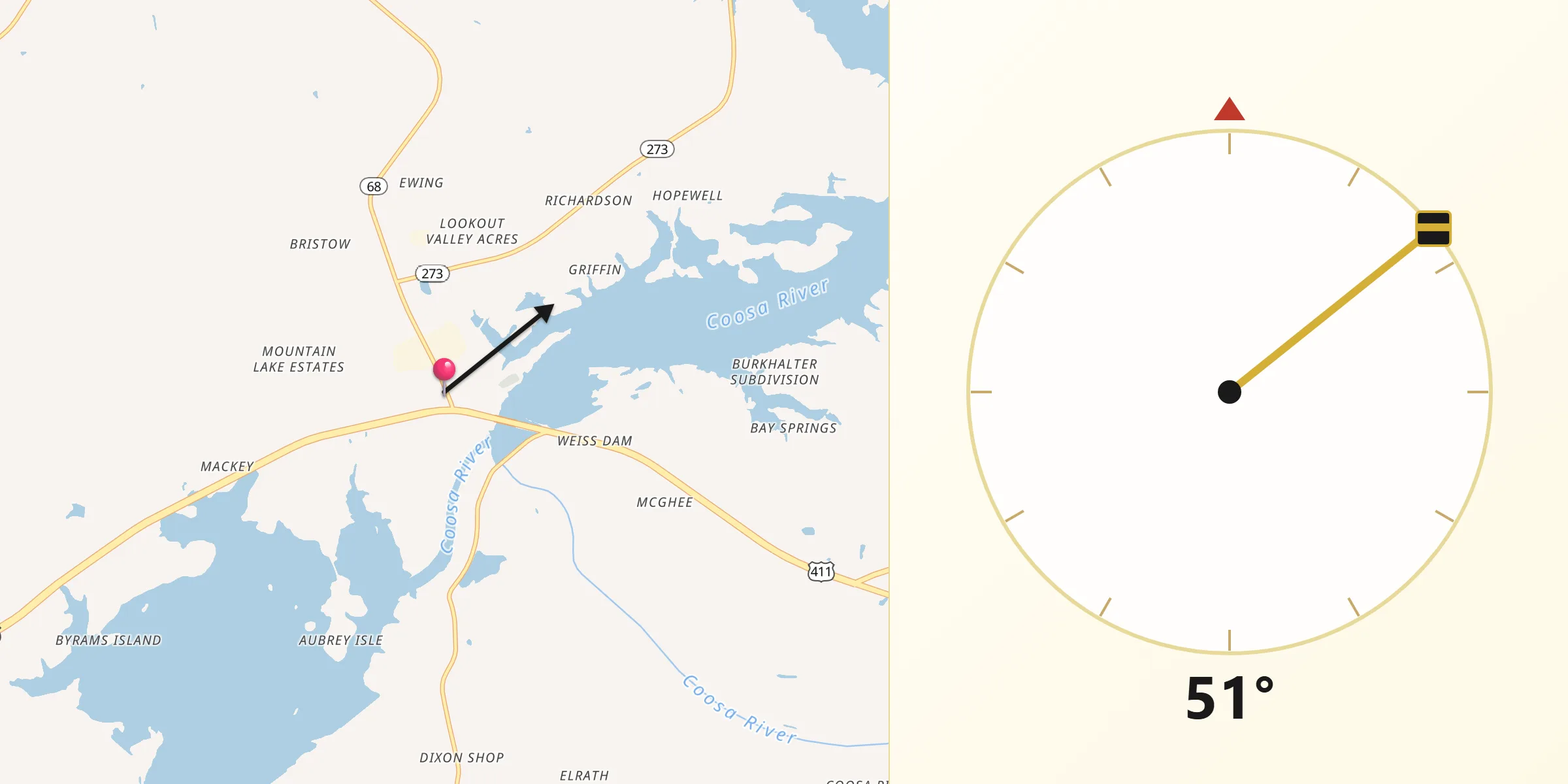 Qibla Direction from Leesburg
