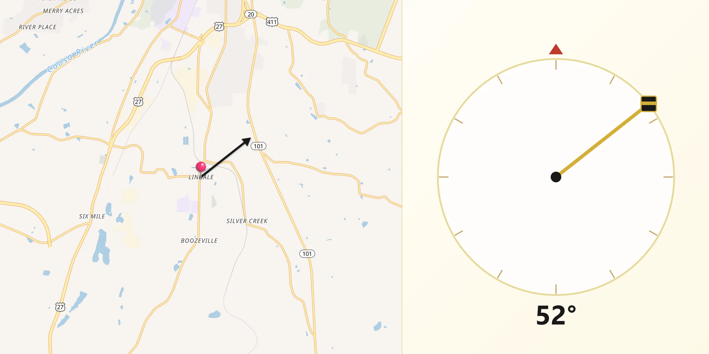 Qibla Direction from Lindale