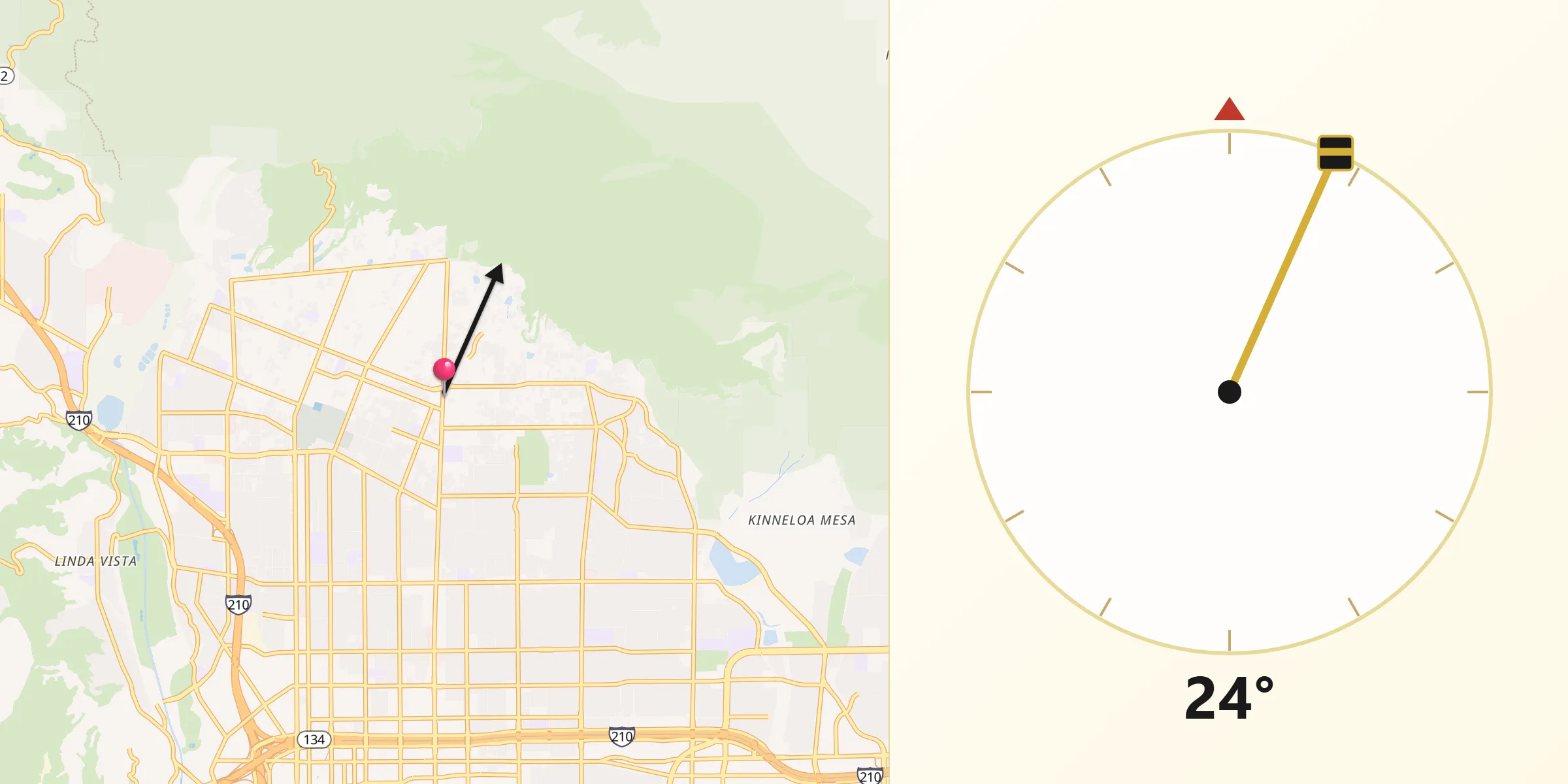 Qibla Direction from Altadena