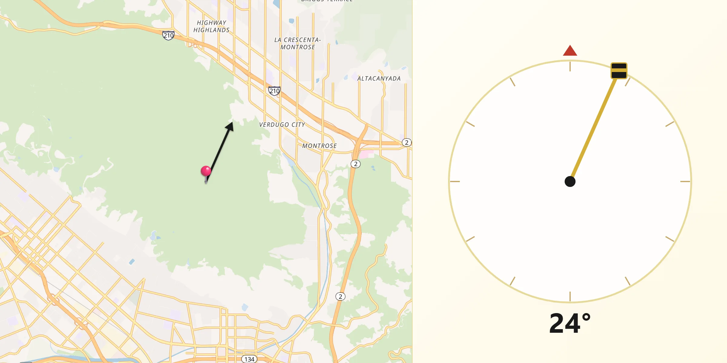 Qibla Direction from Los Angeles County