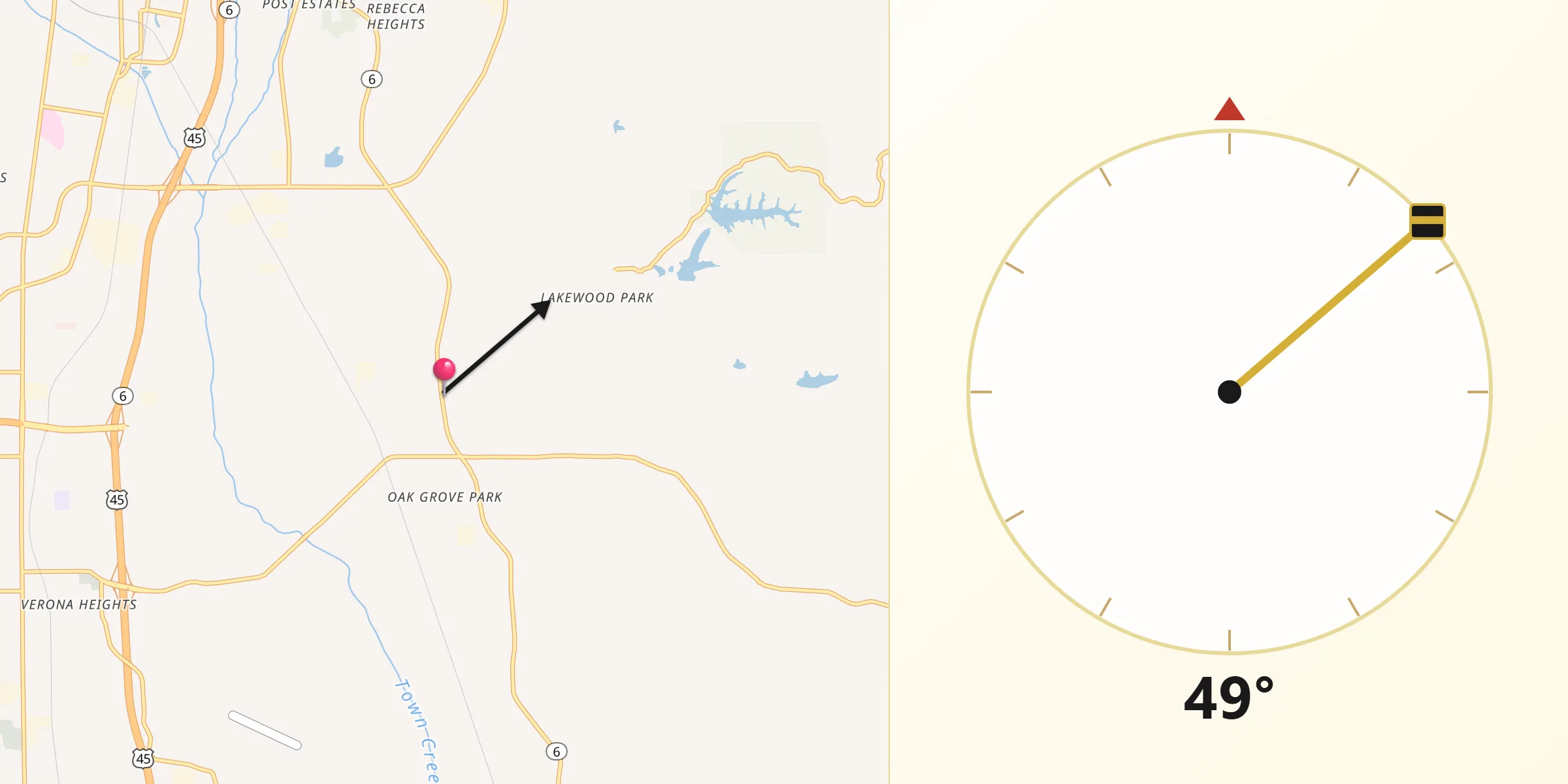 Qibla Direction from Plantersville