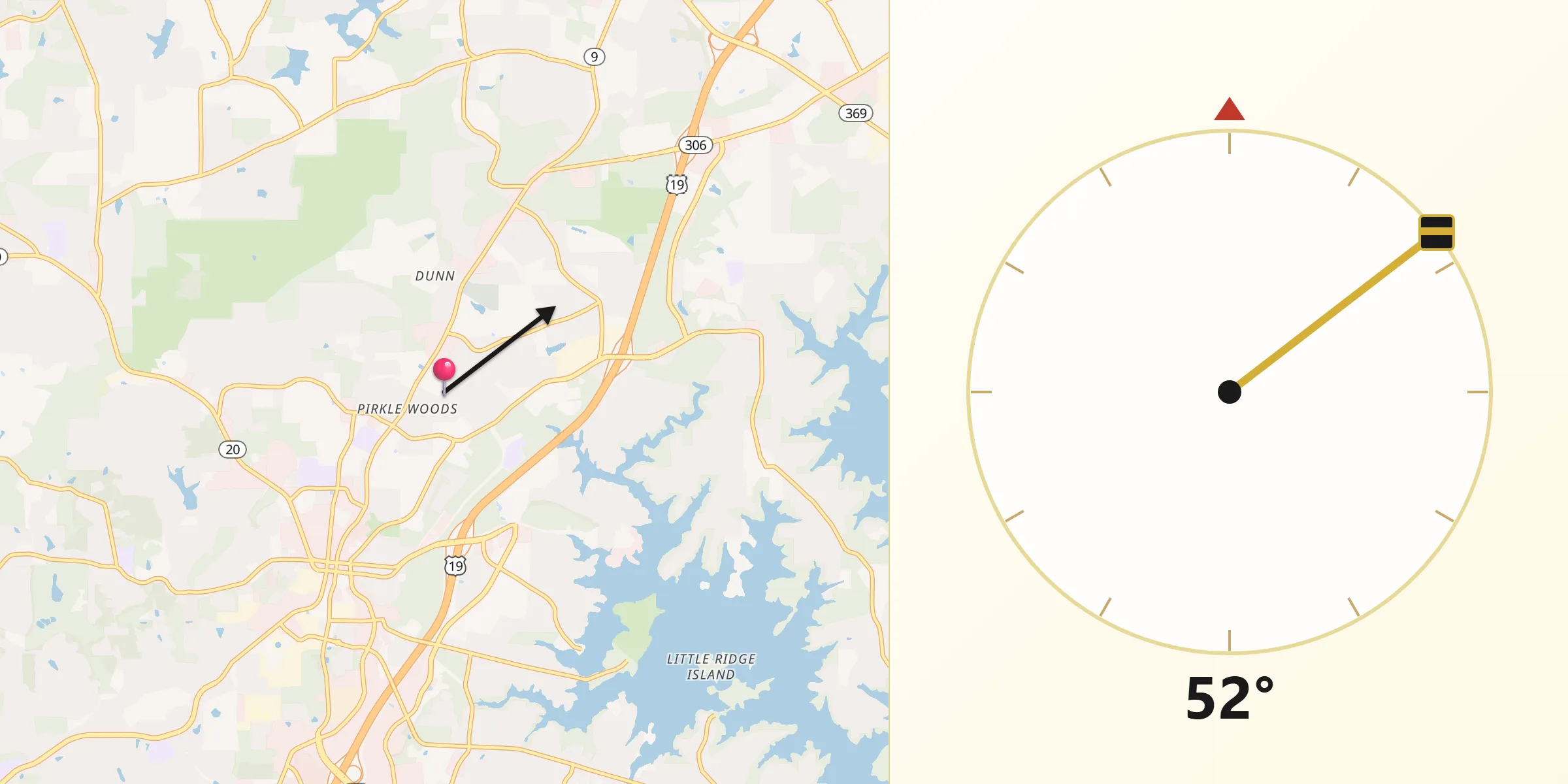 Qibla Direction from Forsyth County