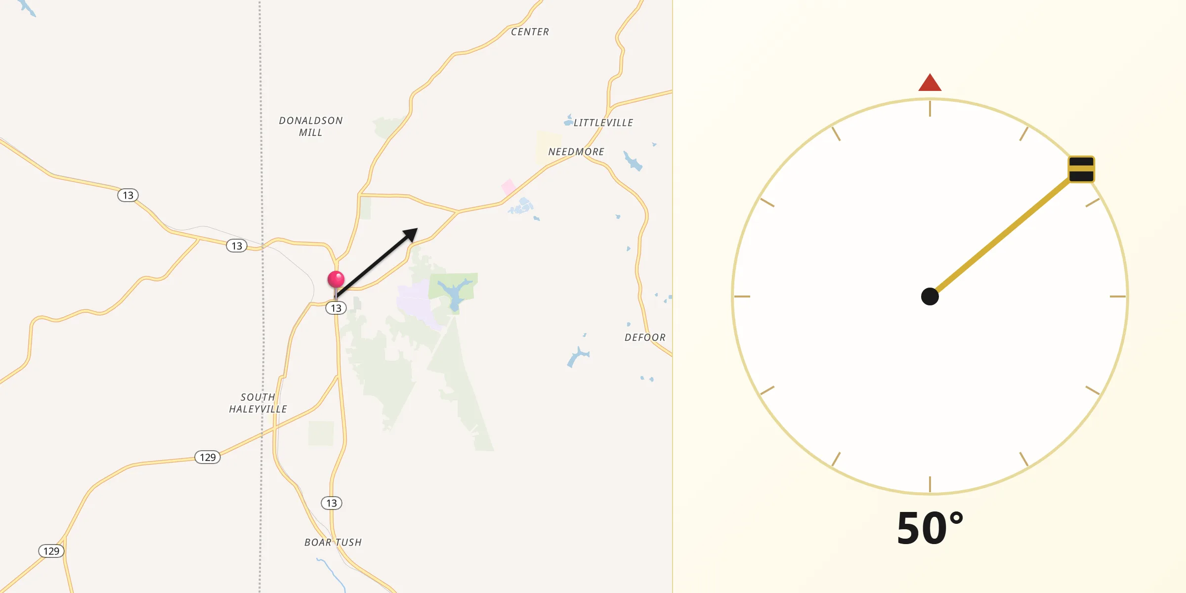 Qibla Direction from Haleyville