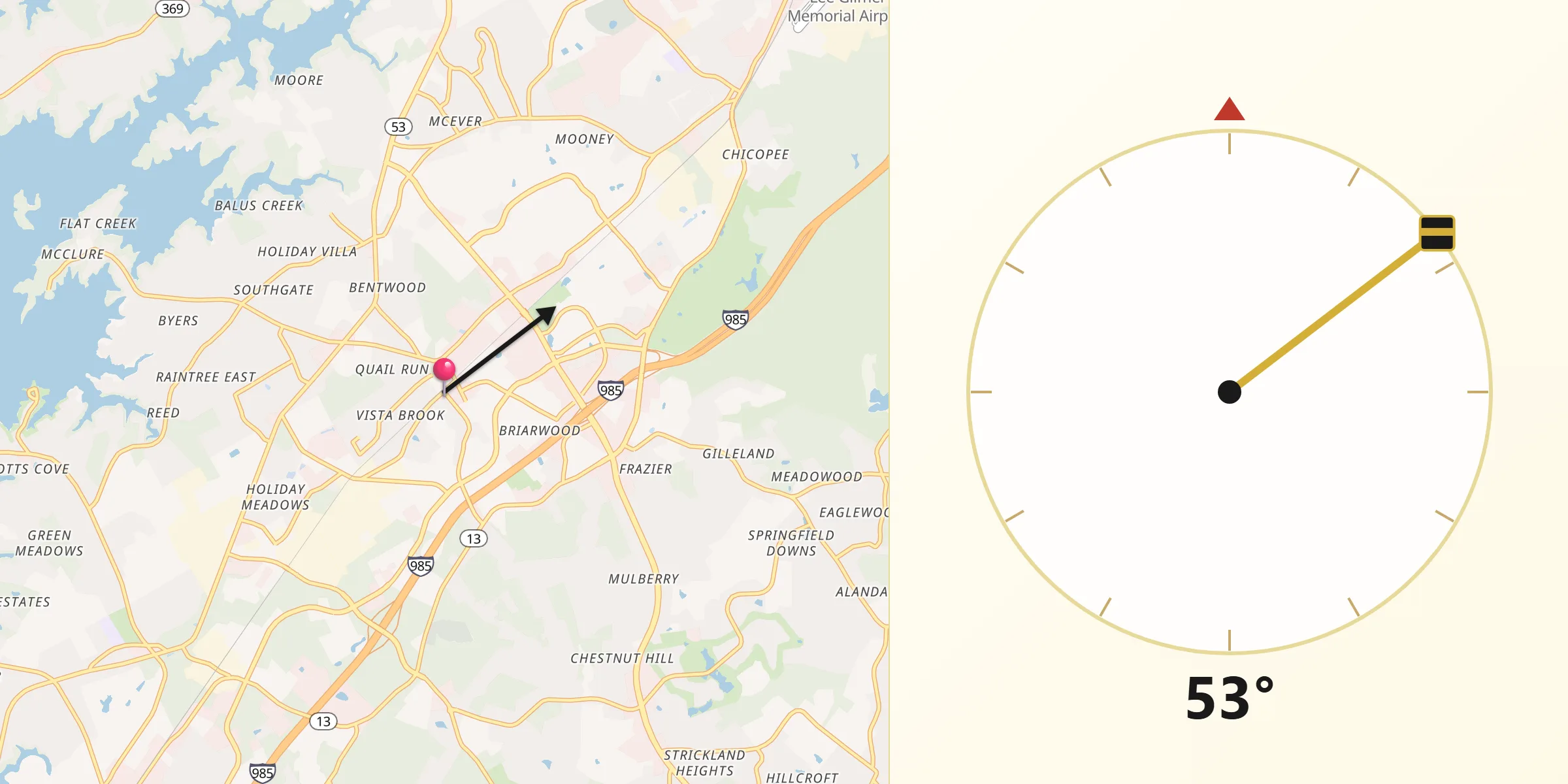 Qibla Direction from Oakwood