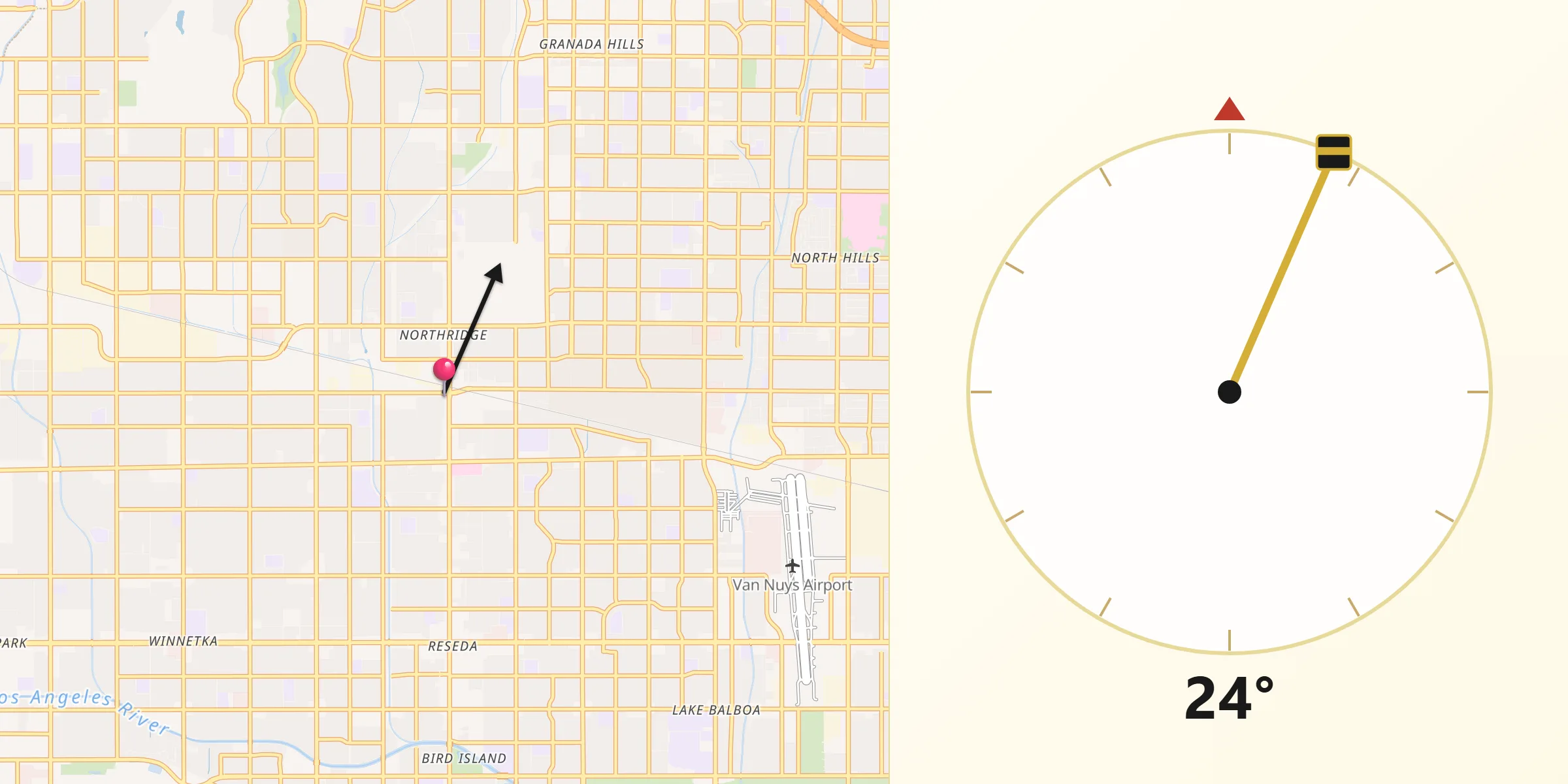 Qibla Direction from Northridge
