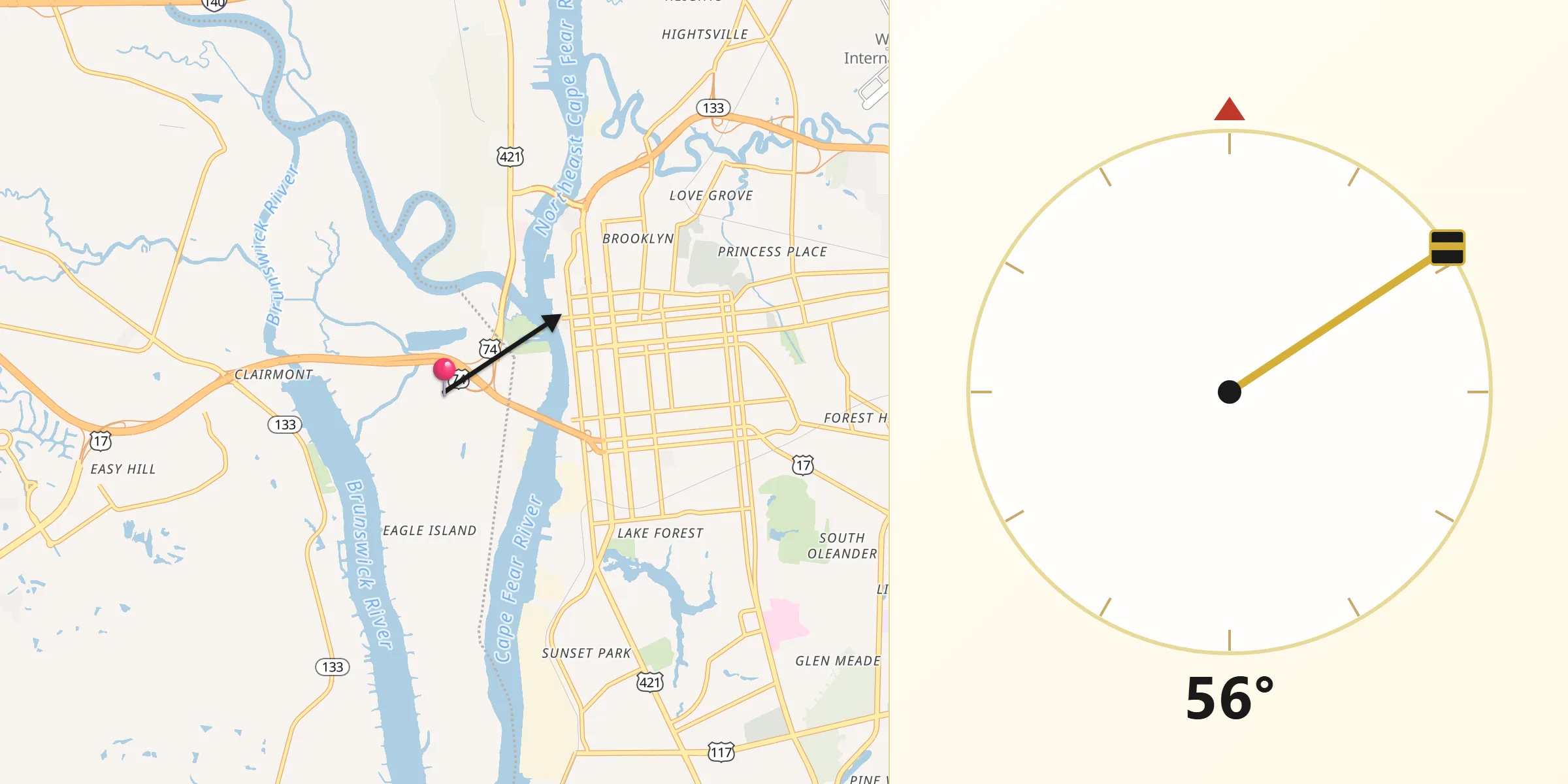 Qibla Direction from Belville