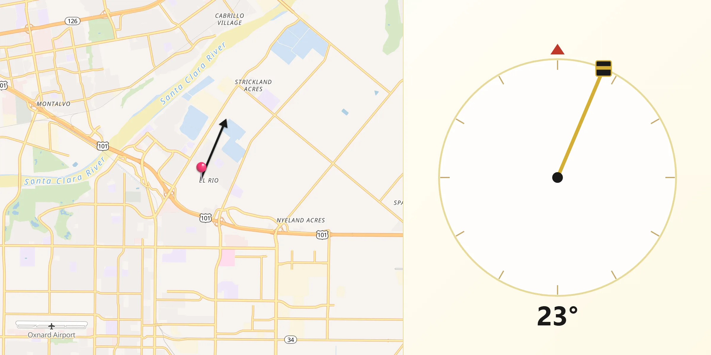 Qibla Direction from El Rio