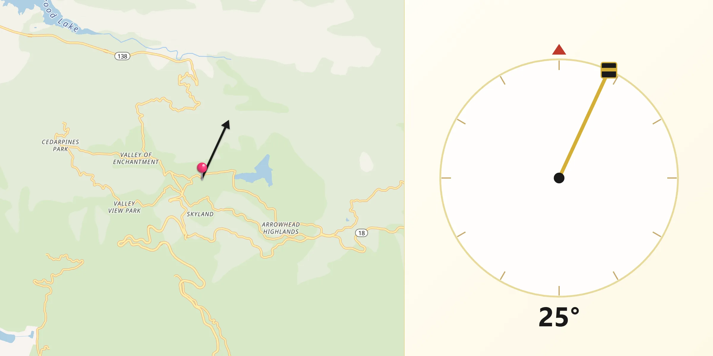 Qibla Direction from Crestline