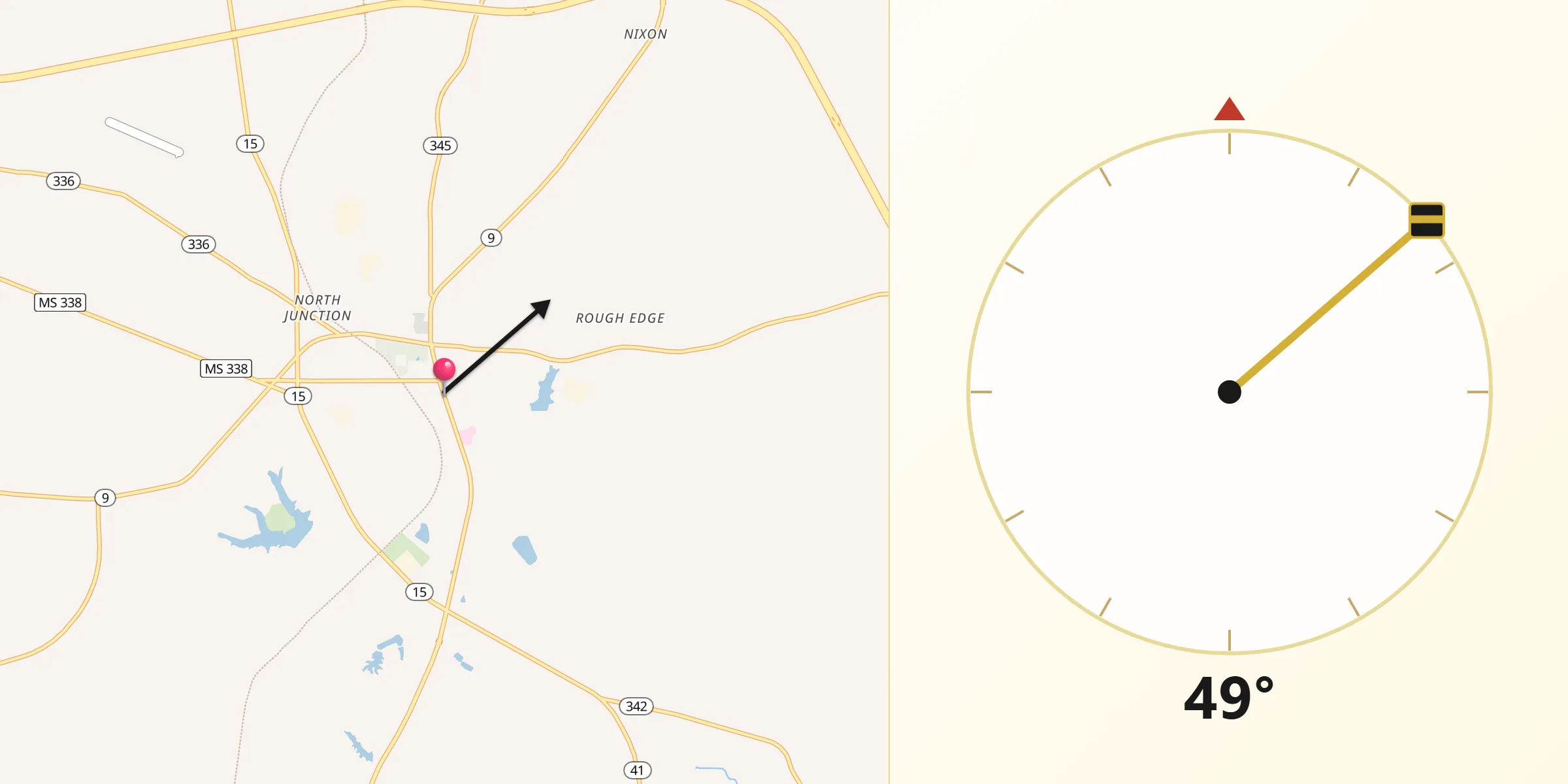 Qibla Direction from Pontotoc