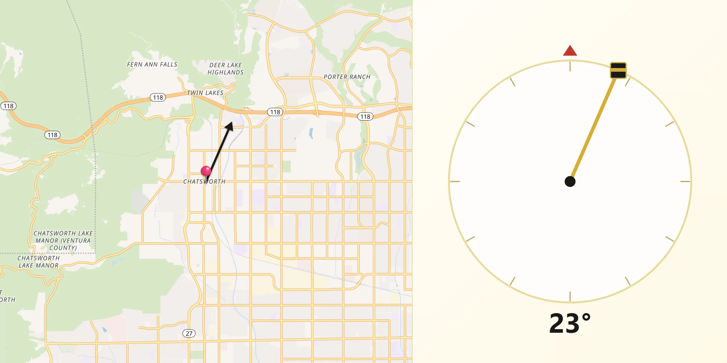 Qibla Direction from Chatsworth