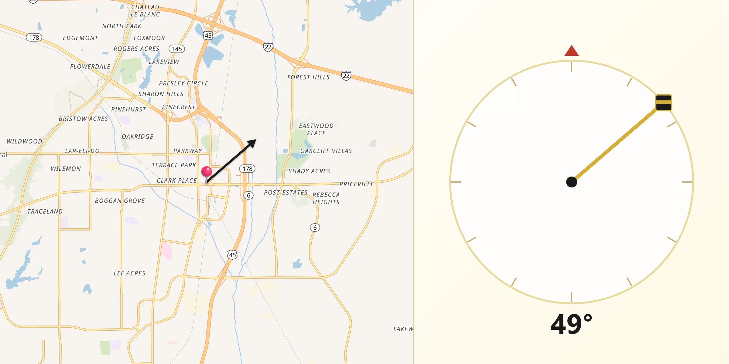 Qibla Direction from Tupelo