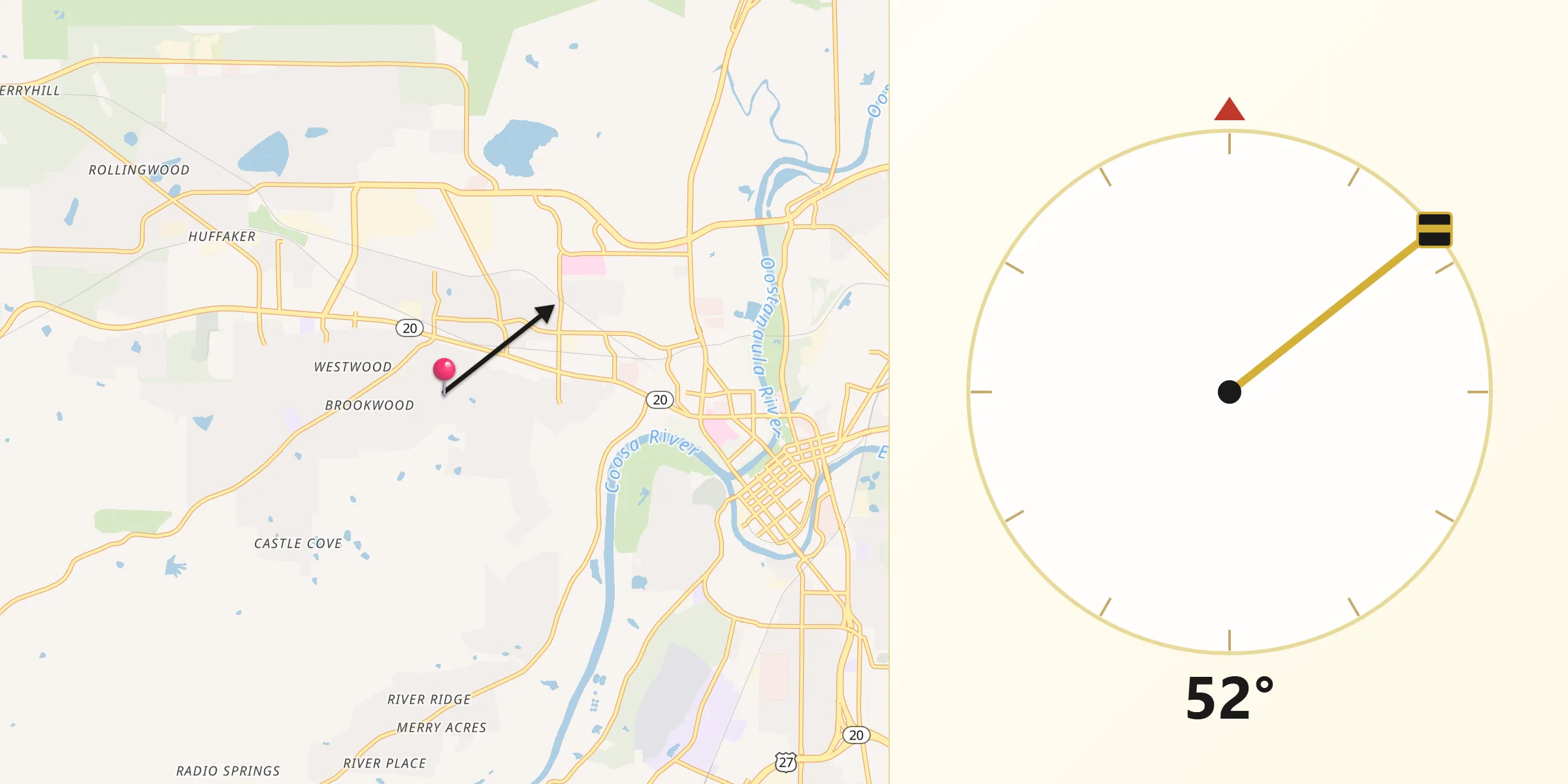 Qibla Direction from Floyd County