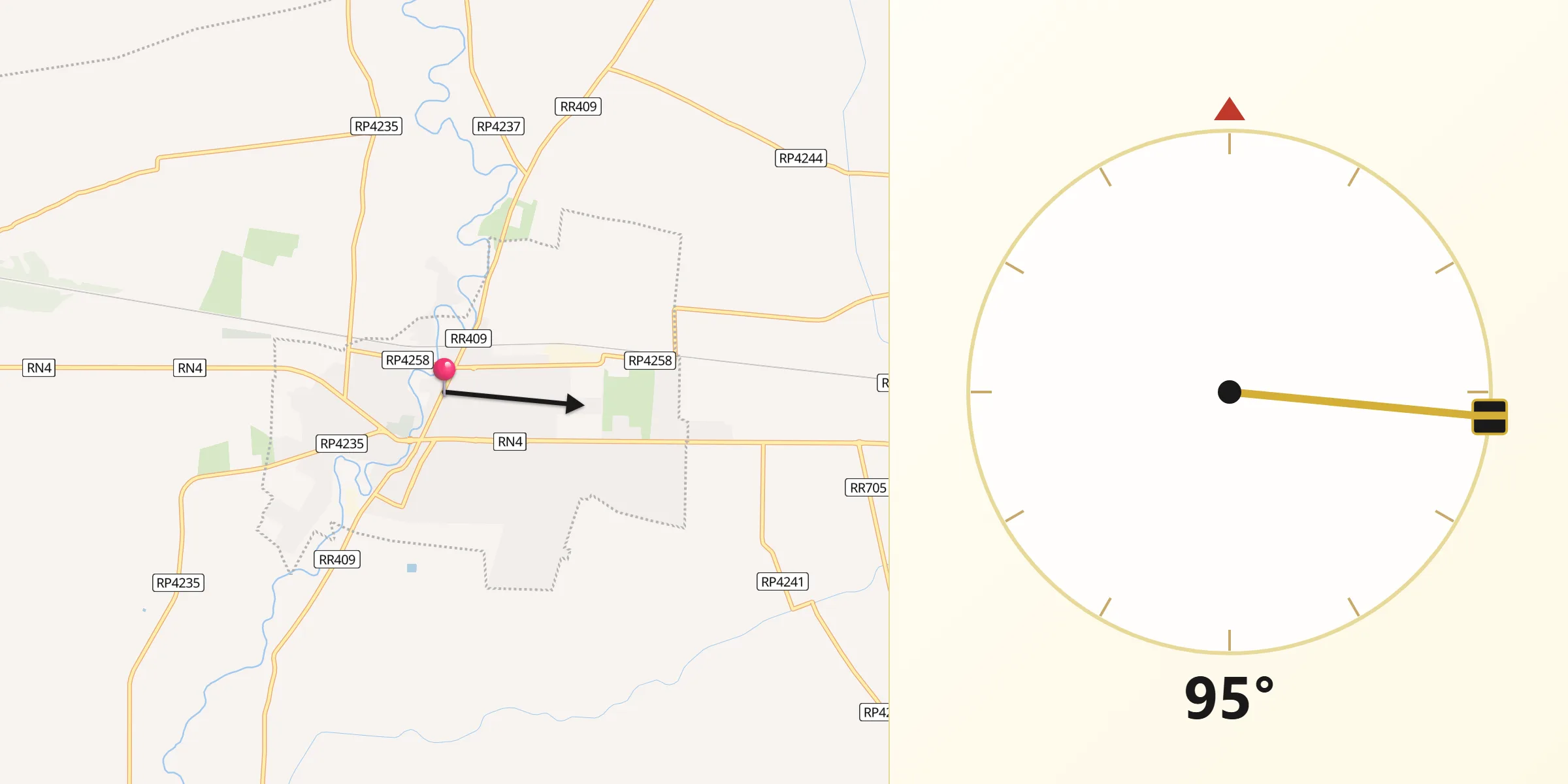 Direção da Qibla a partir de Sidi Slimane