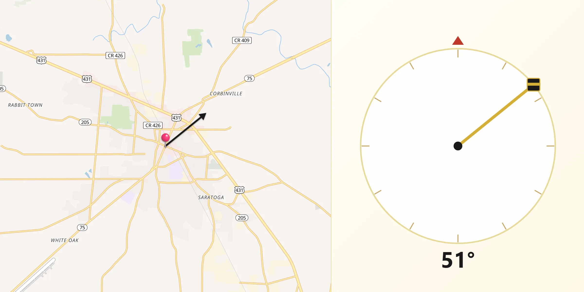 Qibla Direction from Albertville