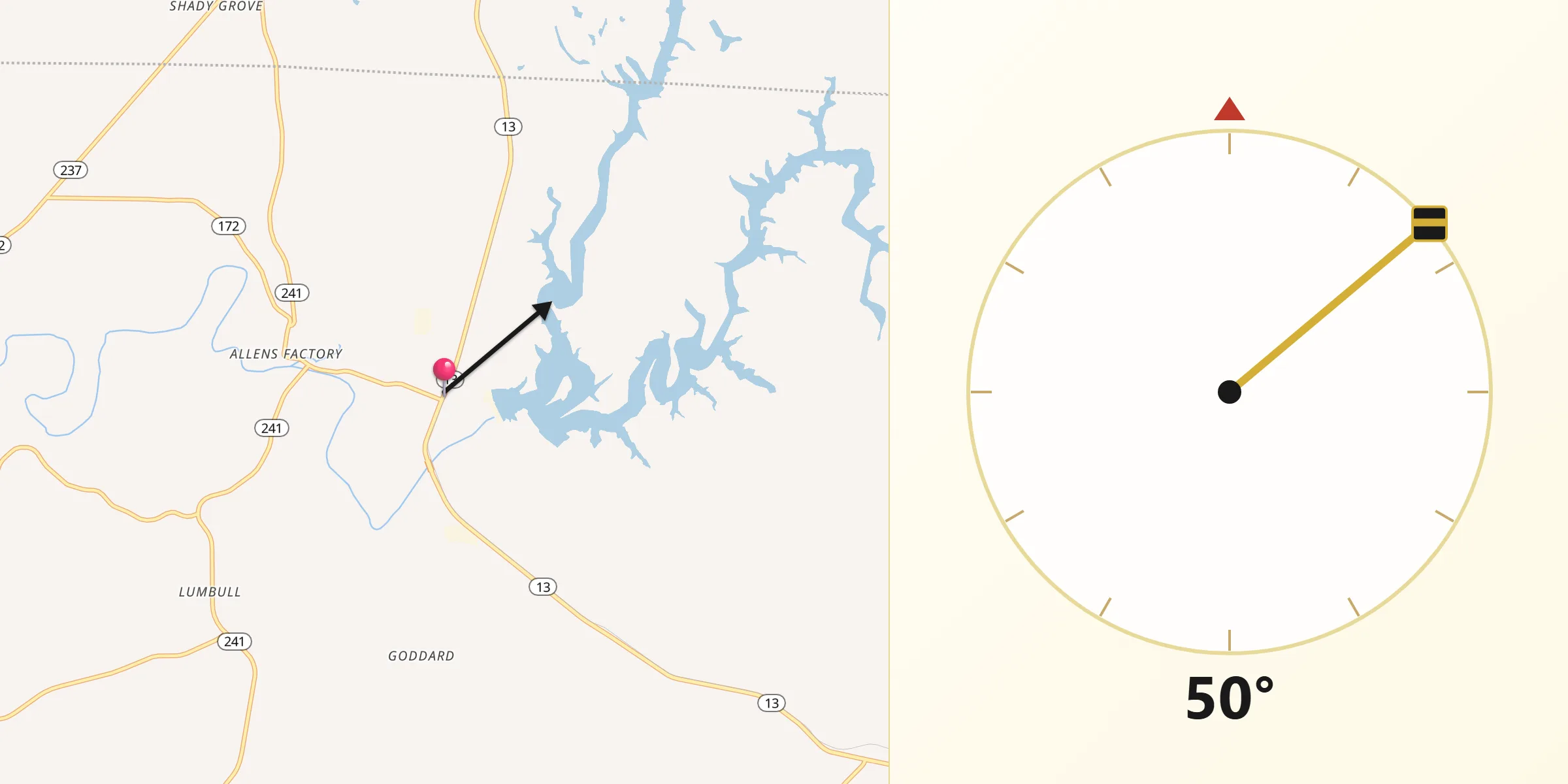 Qibla Direction from Bear Creek