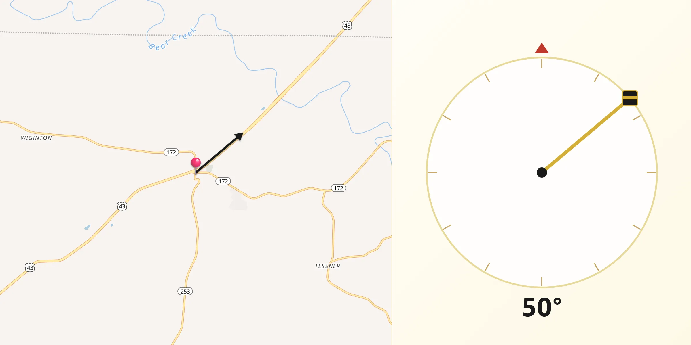 Qibla Direction from Hackleburg