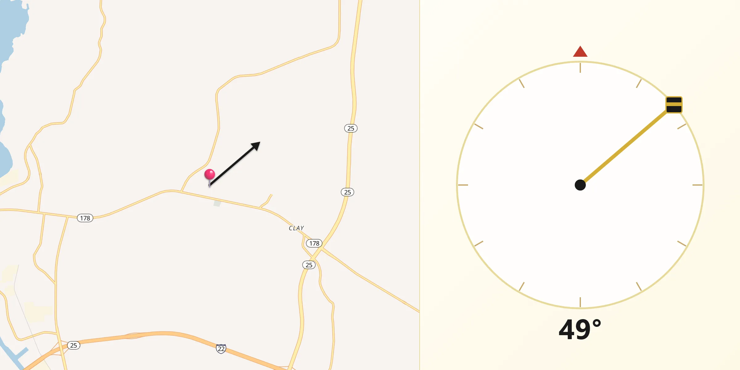 Qibla Direction from Itawamba