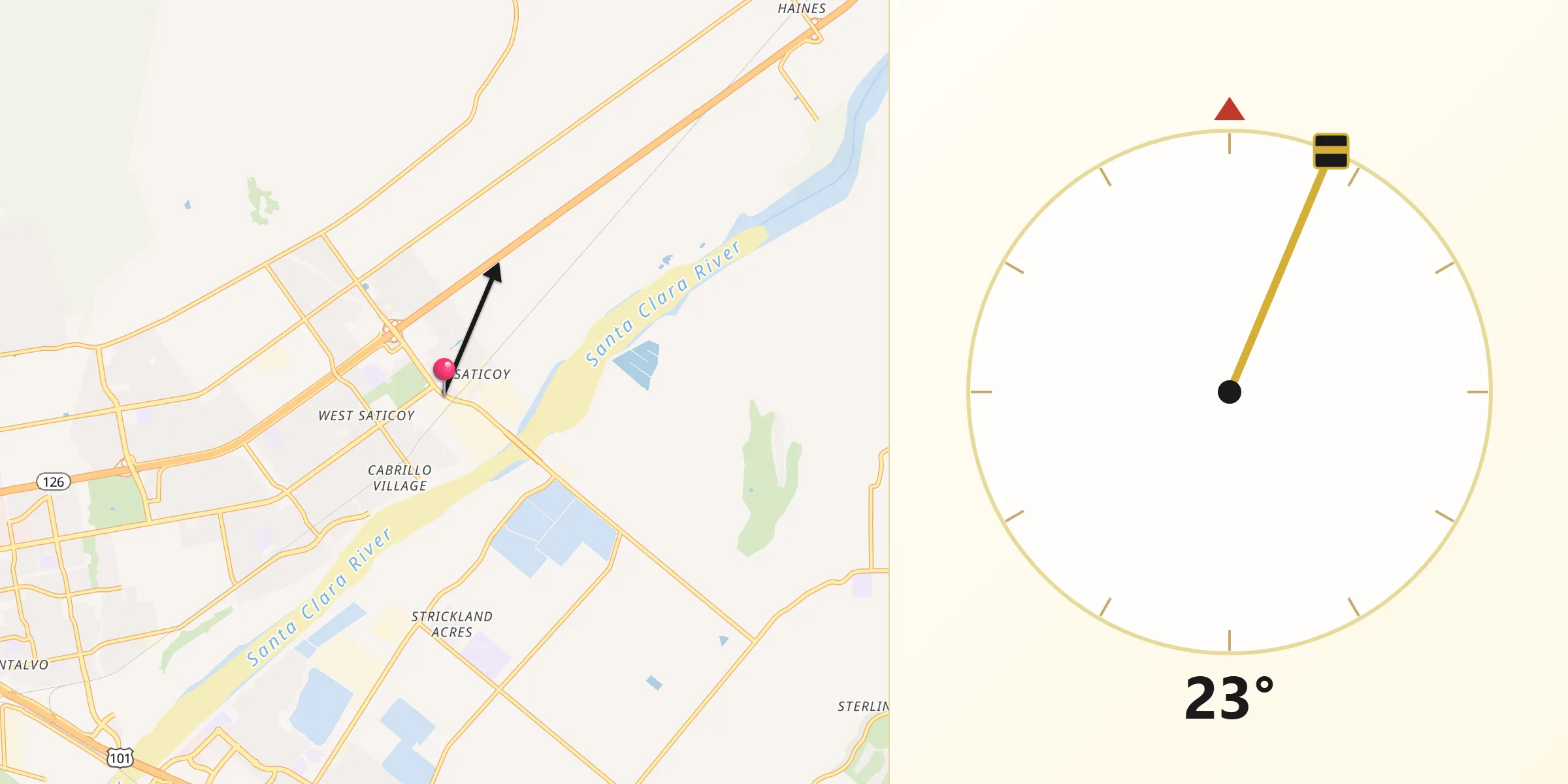 Qibla Direction from Saticoy