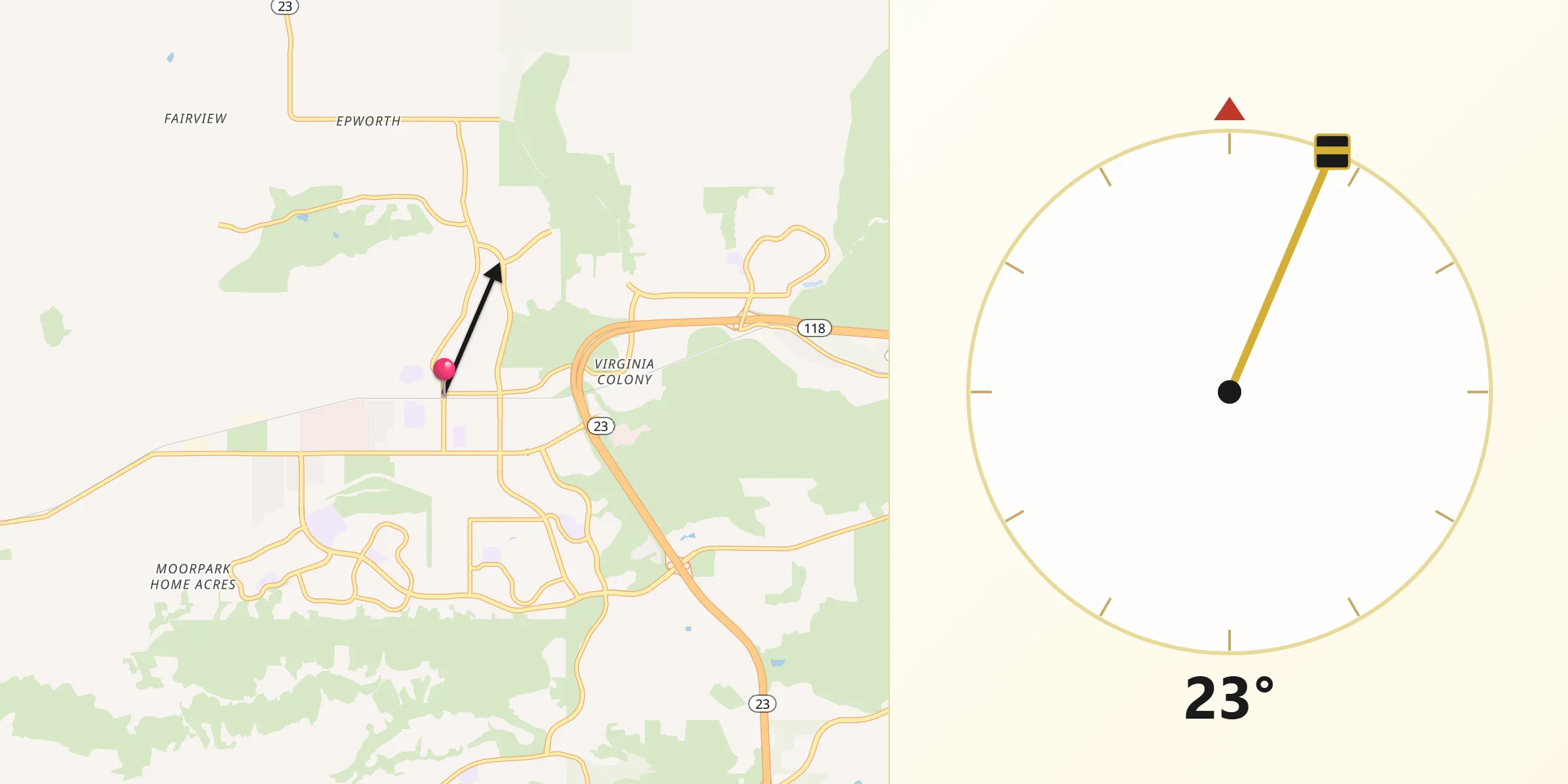 Qibla Direction from Moorpark