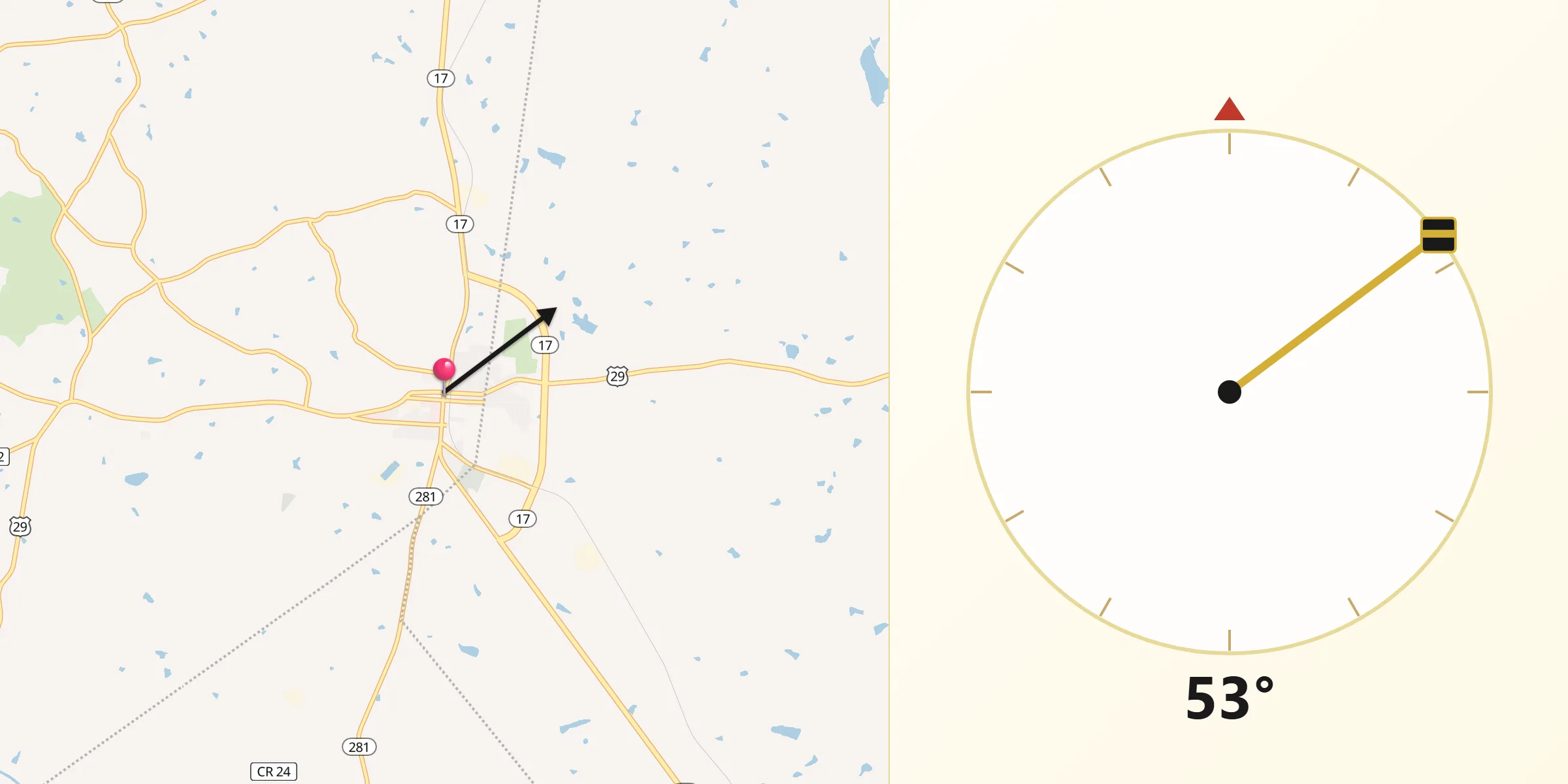Qibla Direction from Royston