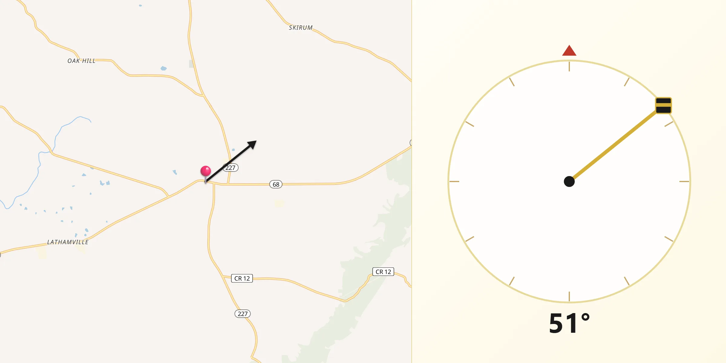 Qibla Direction from Crossville