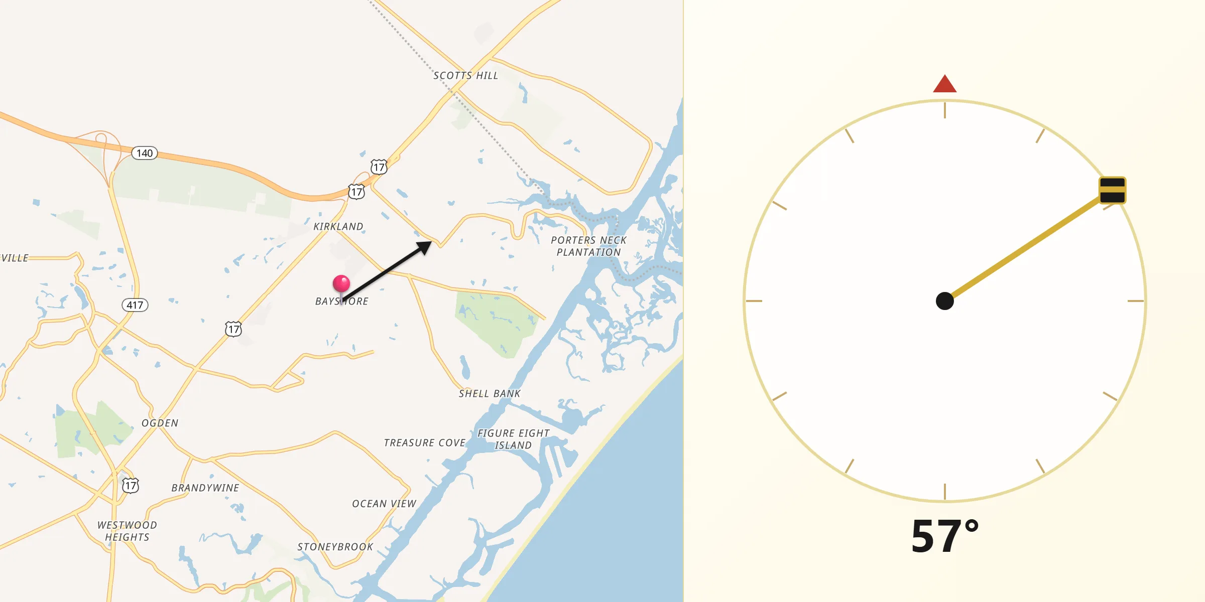 Qibla Direction from Bayshore