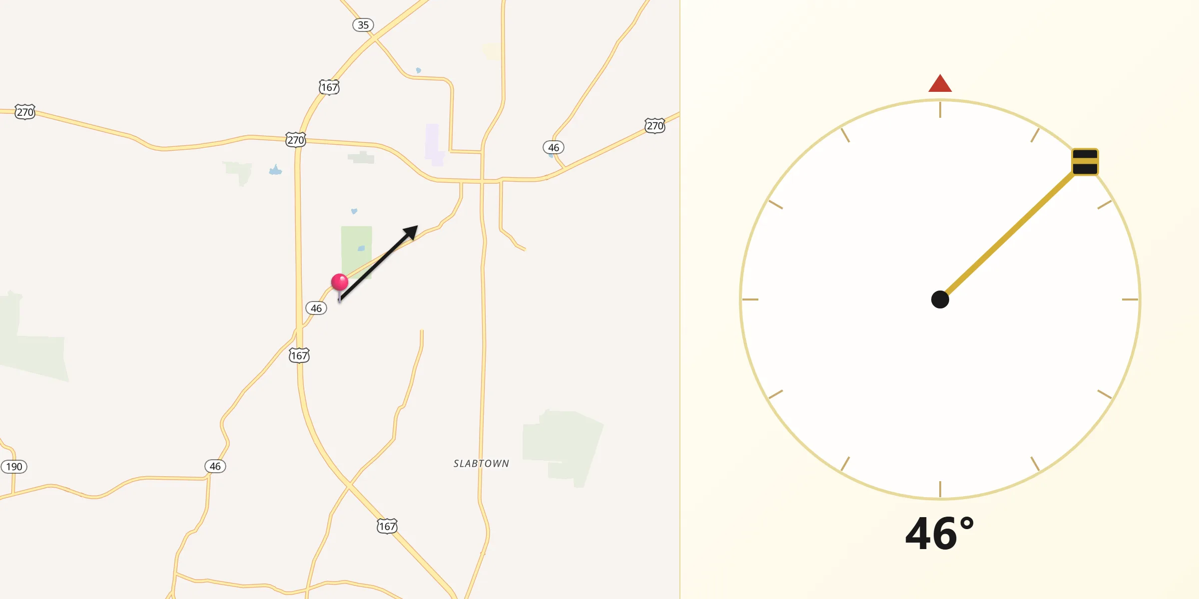 Qibla Direction from Grant County
