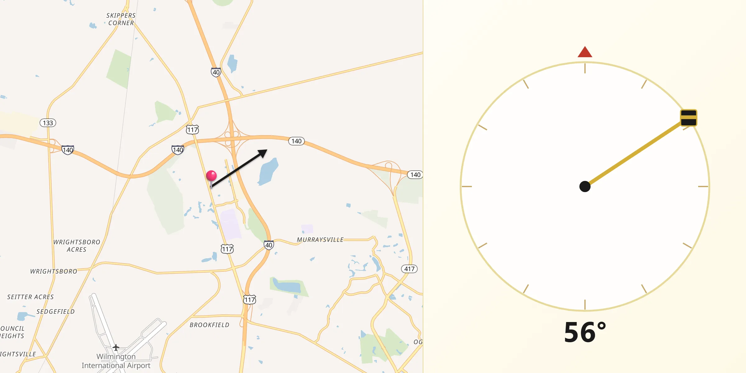 Qibla Direction from Northchase