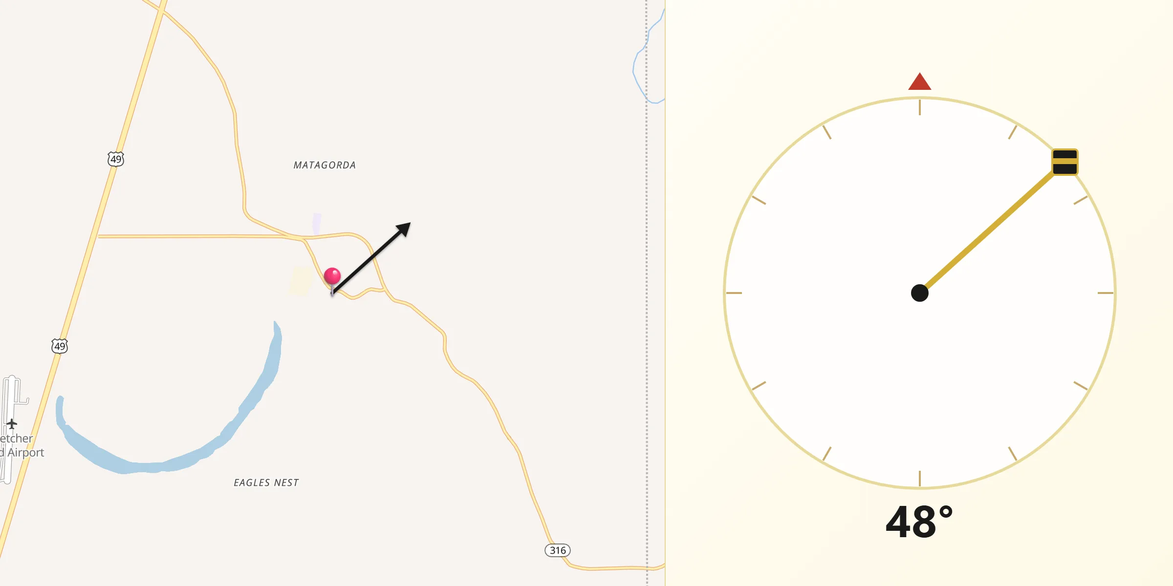 Qibla Direction from Jonestown